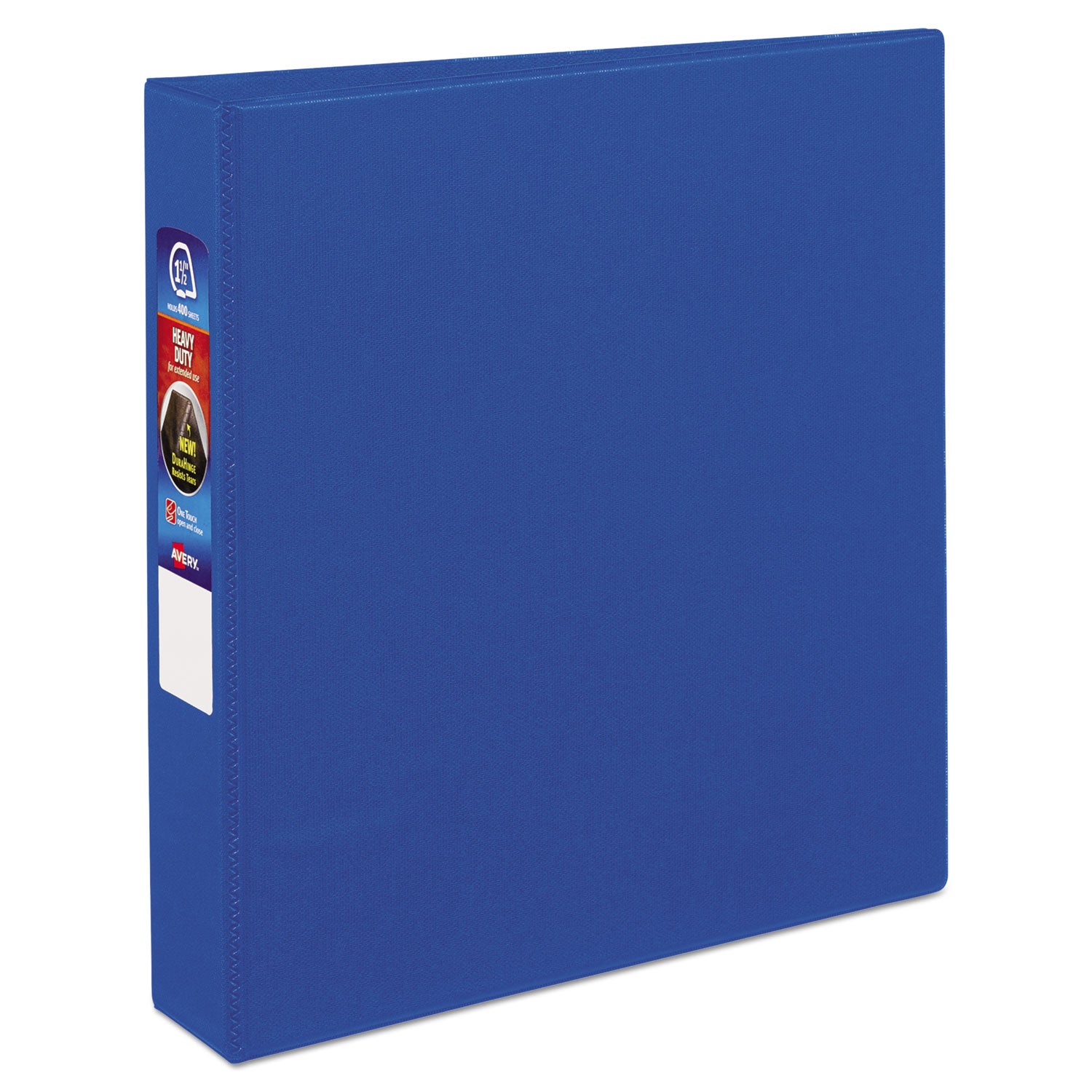 Heavy-Duty Non-View Binder with DuraHinge and One Touch EZD Rings, 3 Rings, 1.5" Capacity, 11 x 8.5, Blue -