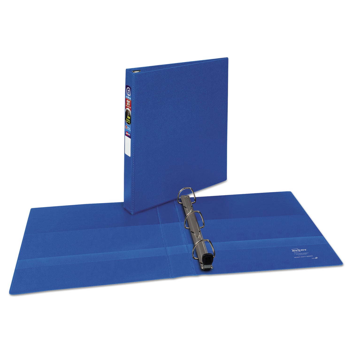 Heavy-Duty Non-View Binder with DuraHinge and One Touch EZD Rings, 3 Rings, 1" Capacity, 11 x 8.5, Blue -
