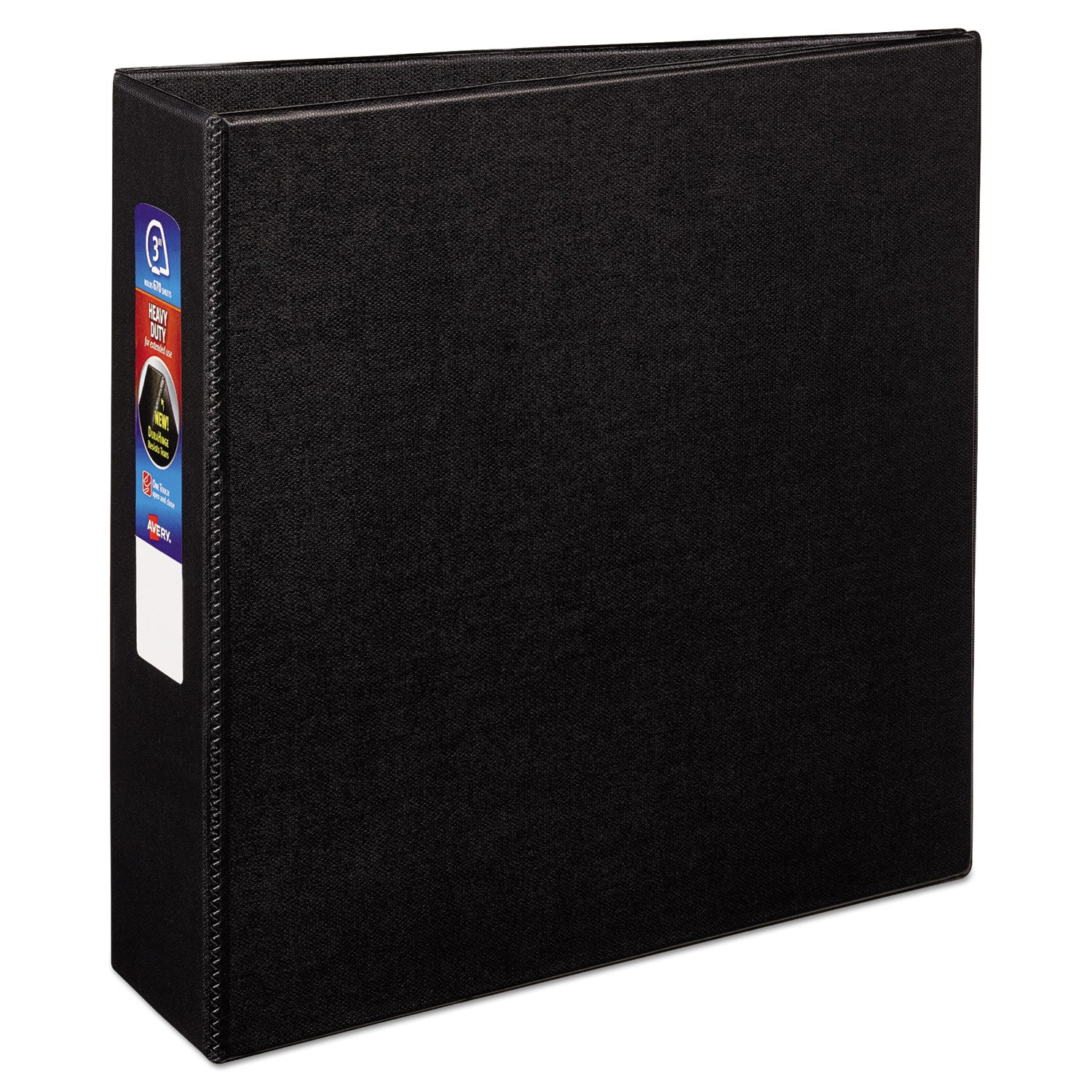 Heavy-Duty Non-View Binder with DuraHinge and Locking One Touch EZD Rings, 3 Rings, 3" Capacity, 11 x 8.5, Black -