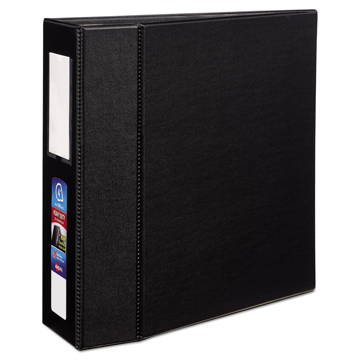 Heavy-Duty Non-View Binder with DuraHinge, Three Locking One Touch EZD Rings and Spine Label, 4" Capacity, 11 x 8.5, Black -