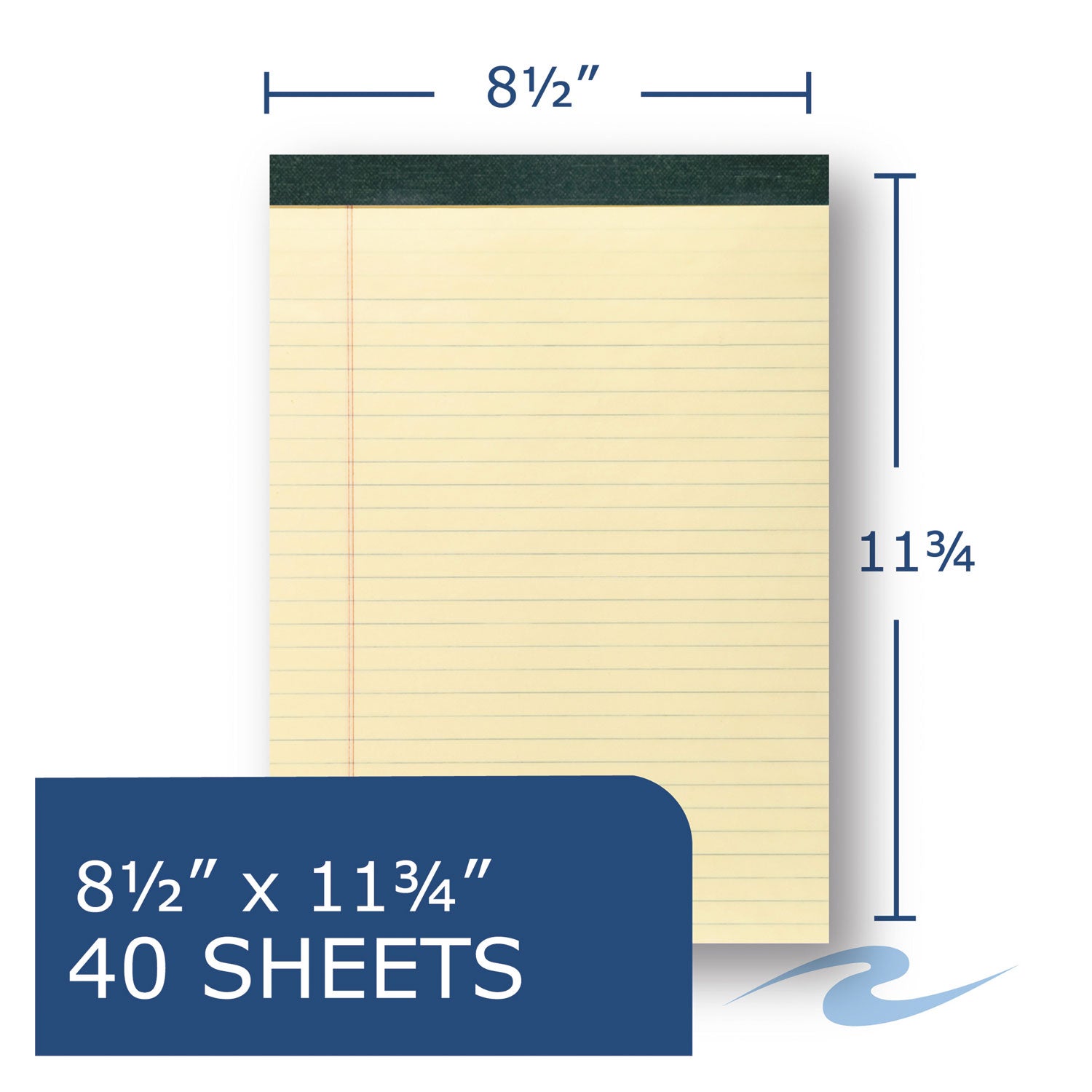 Recycled Legal Pad, Wide/Legal Rule, 40 Canary-Yellow 8.5 x 11 Sheets, Dozen -