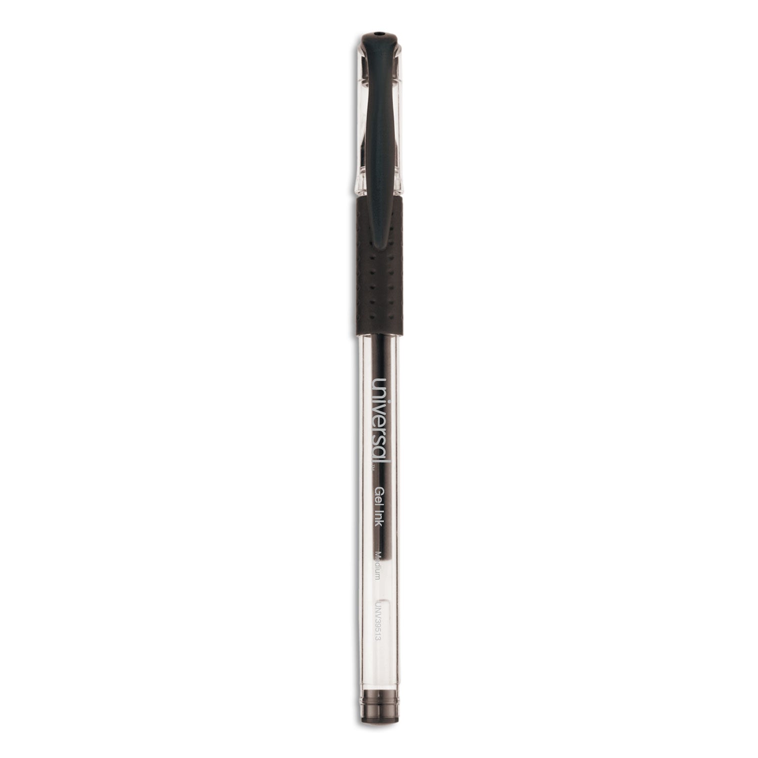 comfort-grip-gel-pen-stick-medium-07-mm-black-ink-clear-black-barrel-60-pack_unv39513 - 1