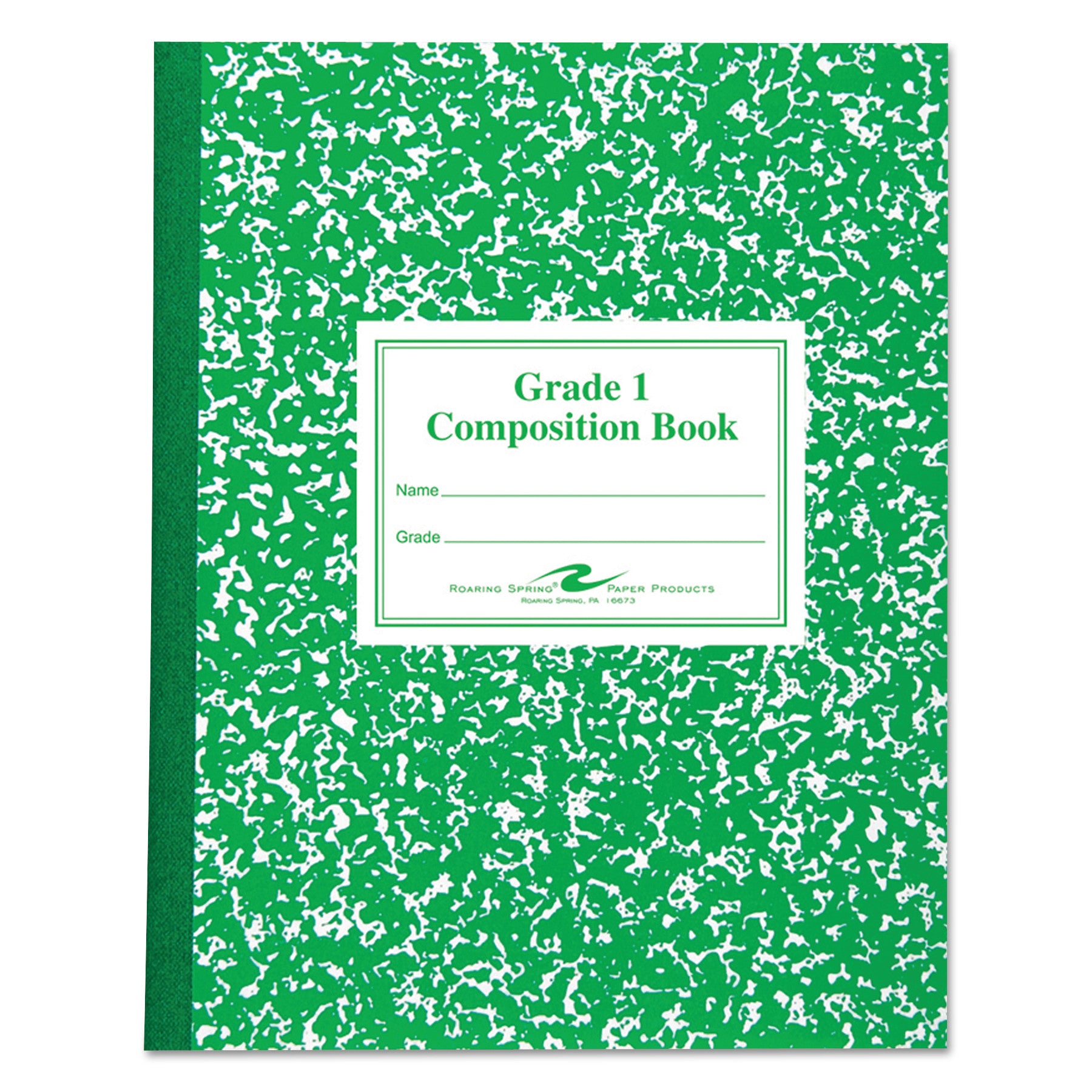 Grade School Ruled Composition Book, Grade 1 Manuscript Format, Green Cover, (50) 9.75 x 7.75 Sheets -