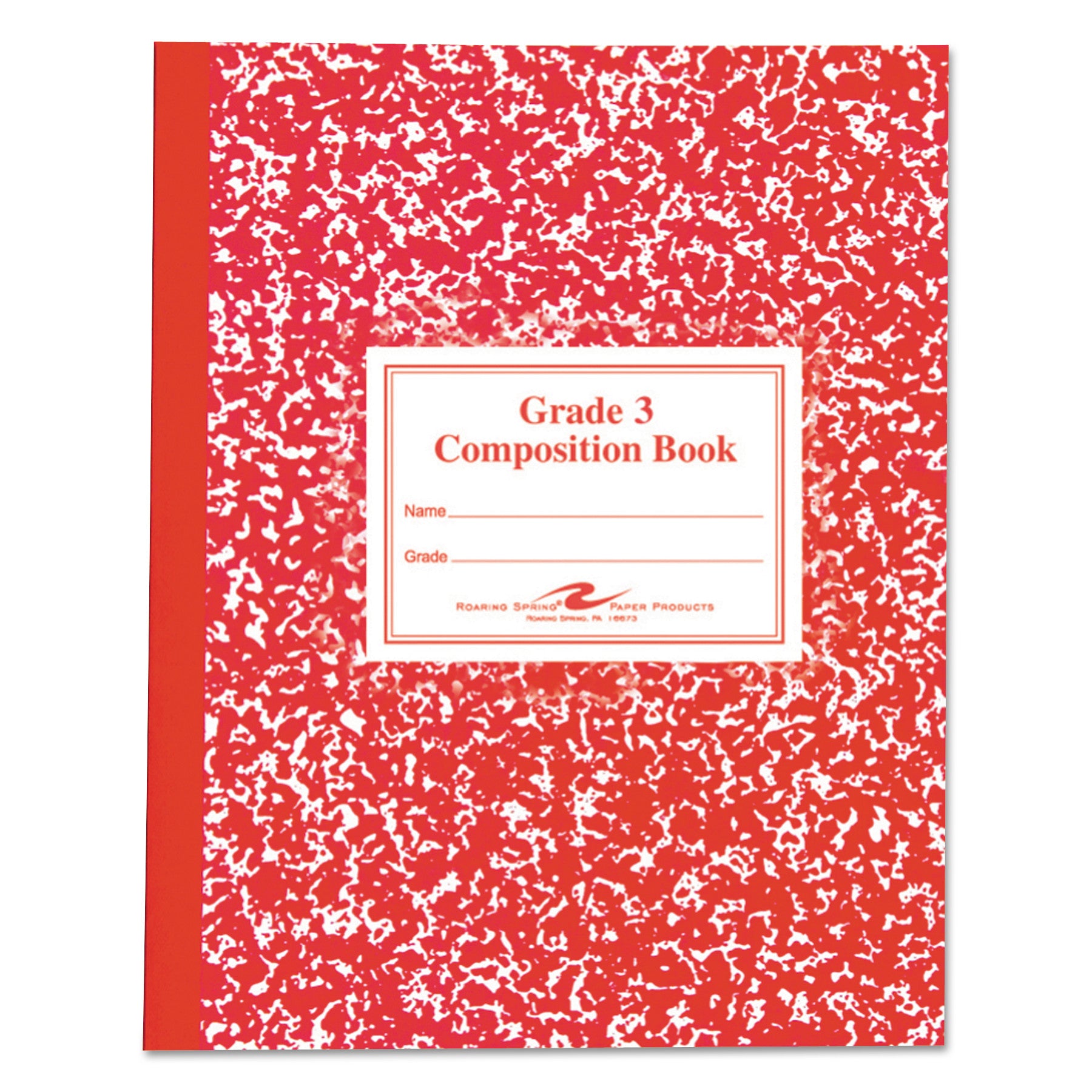 Grade School Ruled Composition Book, Grade 3 Manuscript Format, Red Cover, (50) 9.75 x 7.75 Sheets -