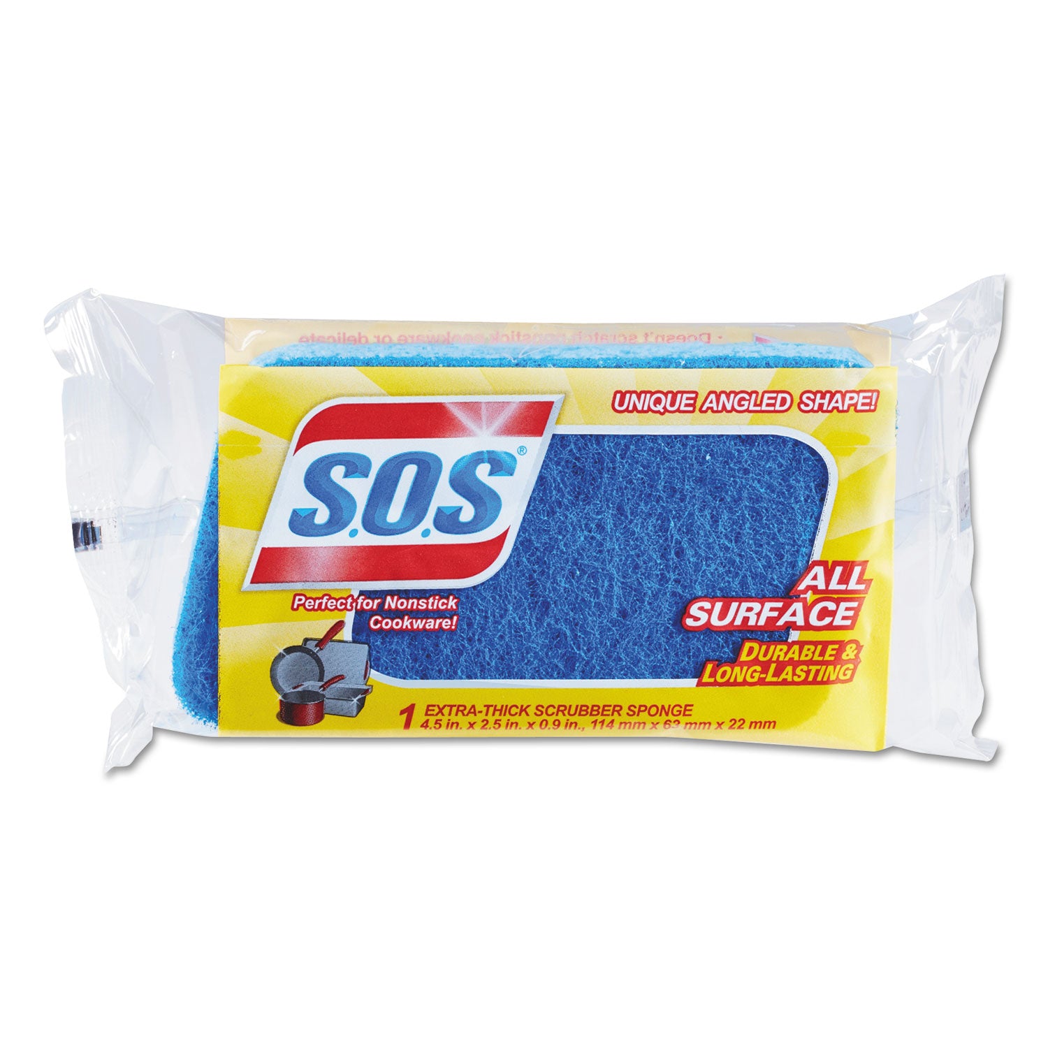 All Surface Scrubber Sponge, 2.5 x 4.5, 0.9" Thick, Dark Blue, 12/Carton -