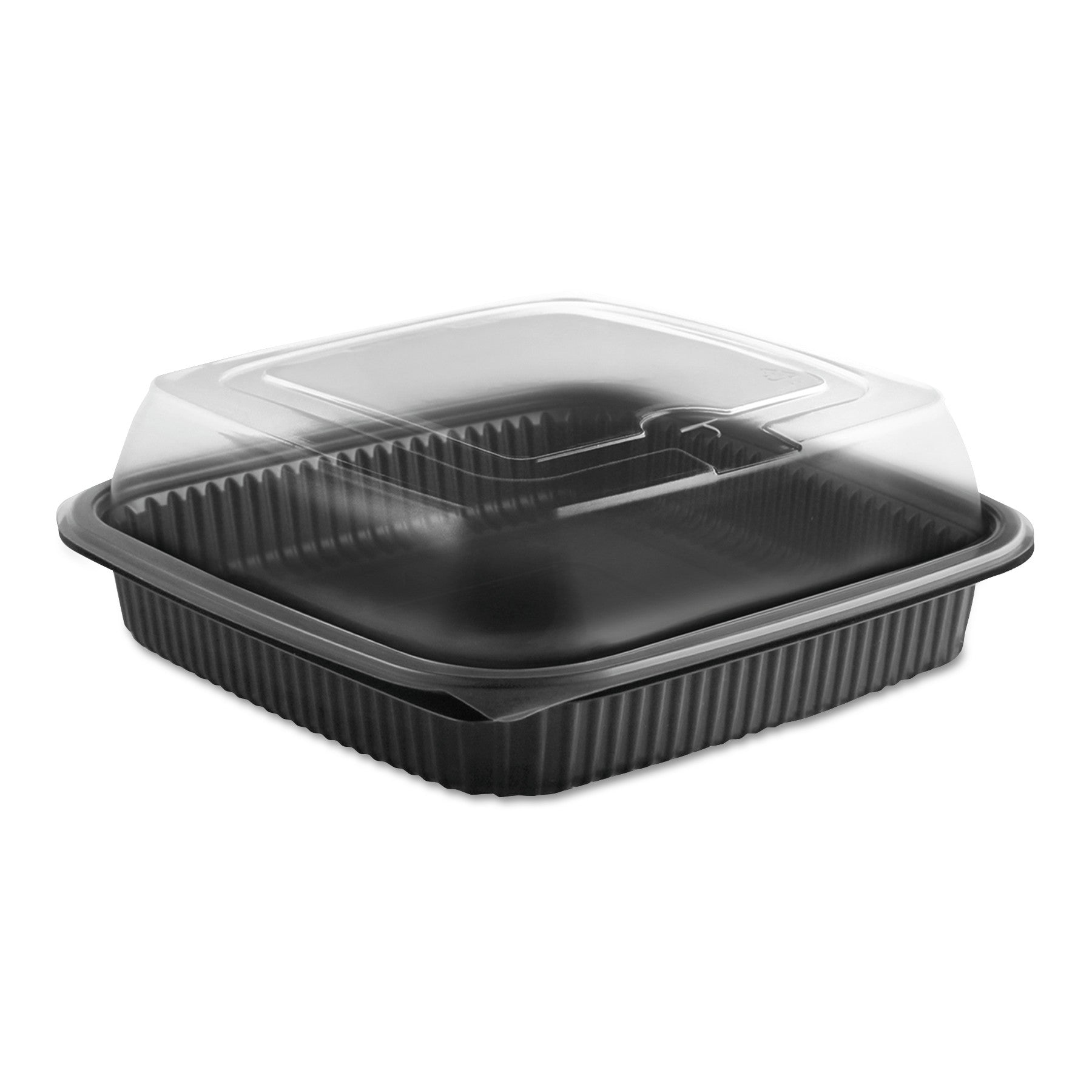 culinary-squares-2-piece-microwavable-container-deep-lid-36-oz-846-x-846-x-291-clear-black-plastic-150-carton_anz4118515 - 1