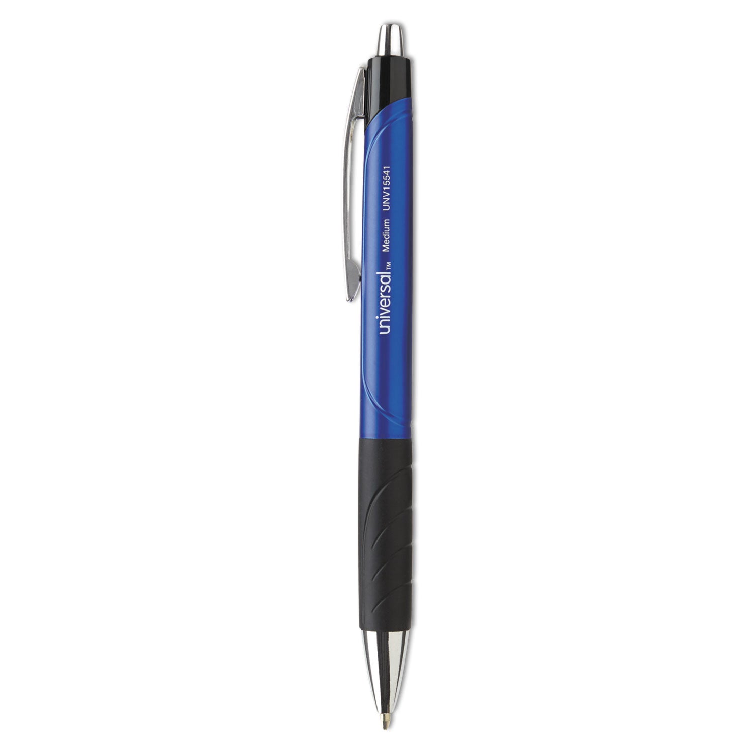 Comfort Grip Ballpoint Pen, Retractable, Medium 1 mm, Blue Ink, Blue/Black Barrel, Dozen -