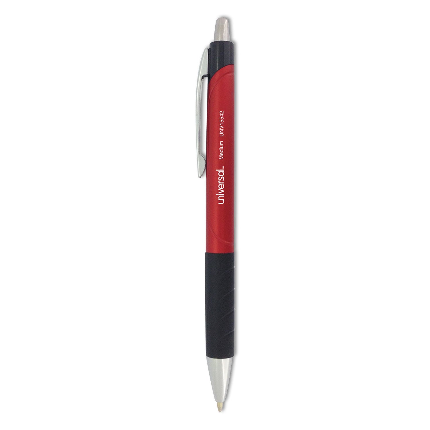 Comfort Grip Ballpoint Pen, Retractable, Medium 1 mm, Red Ink, Red/Black Barrel, Dozen -
