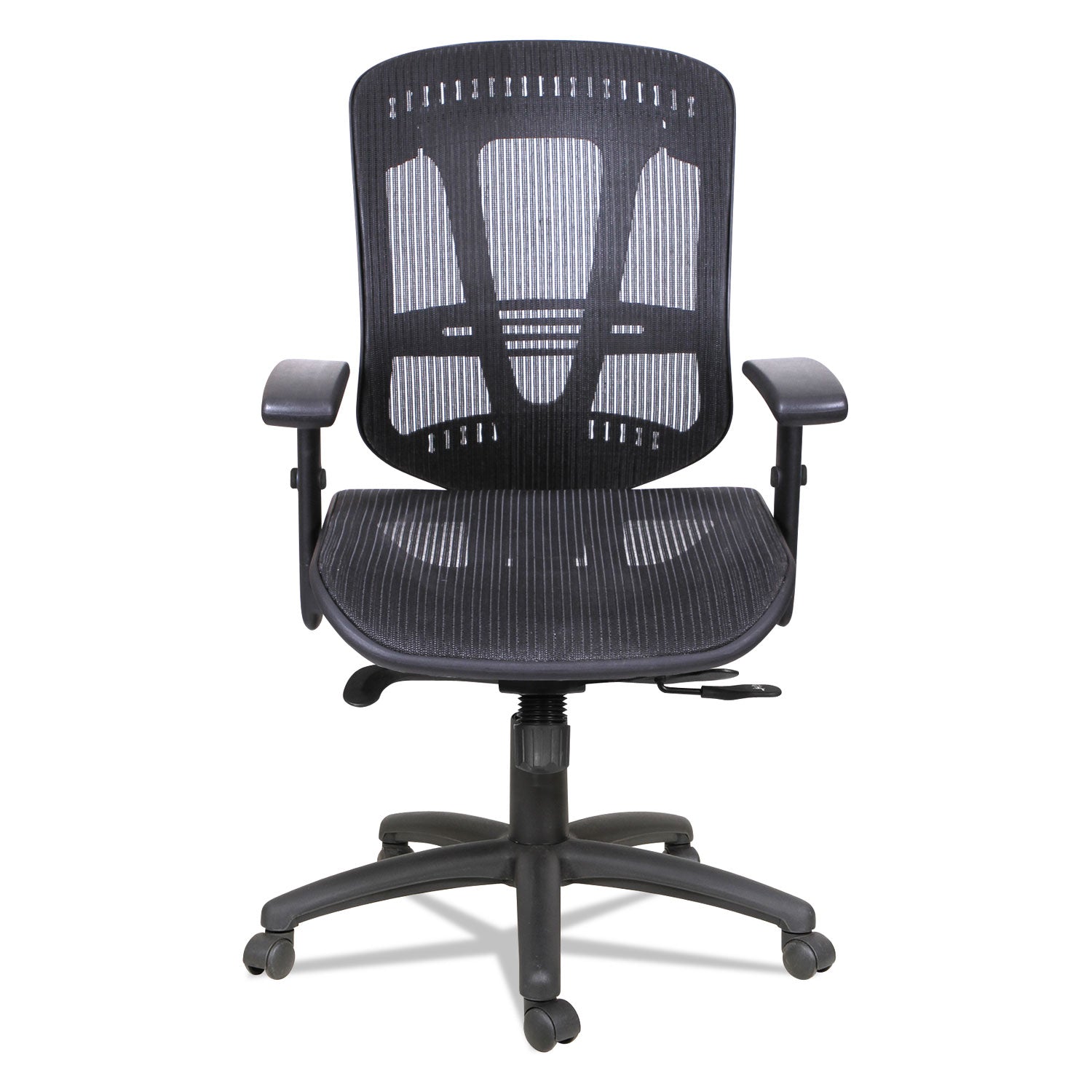 Alera Eon Series Multifunction Mid-Back Suspension Mesh Chair, Supports Up to 275 lb, 17.51" to 21.25" Seat Height, Black -