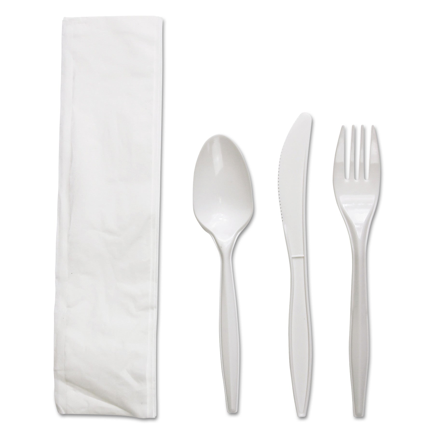 four-piece-cutlery-kit-fork-knife-napkin-teaspoon-white-polypropylene-250-carton_bwkfktnmwppwh - 1