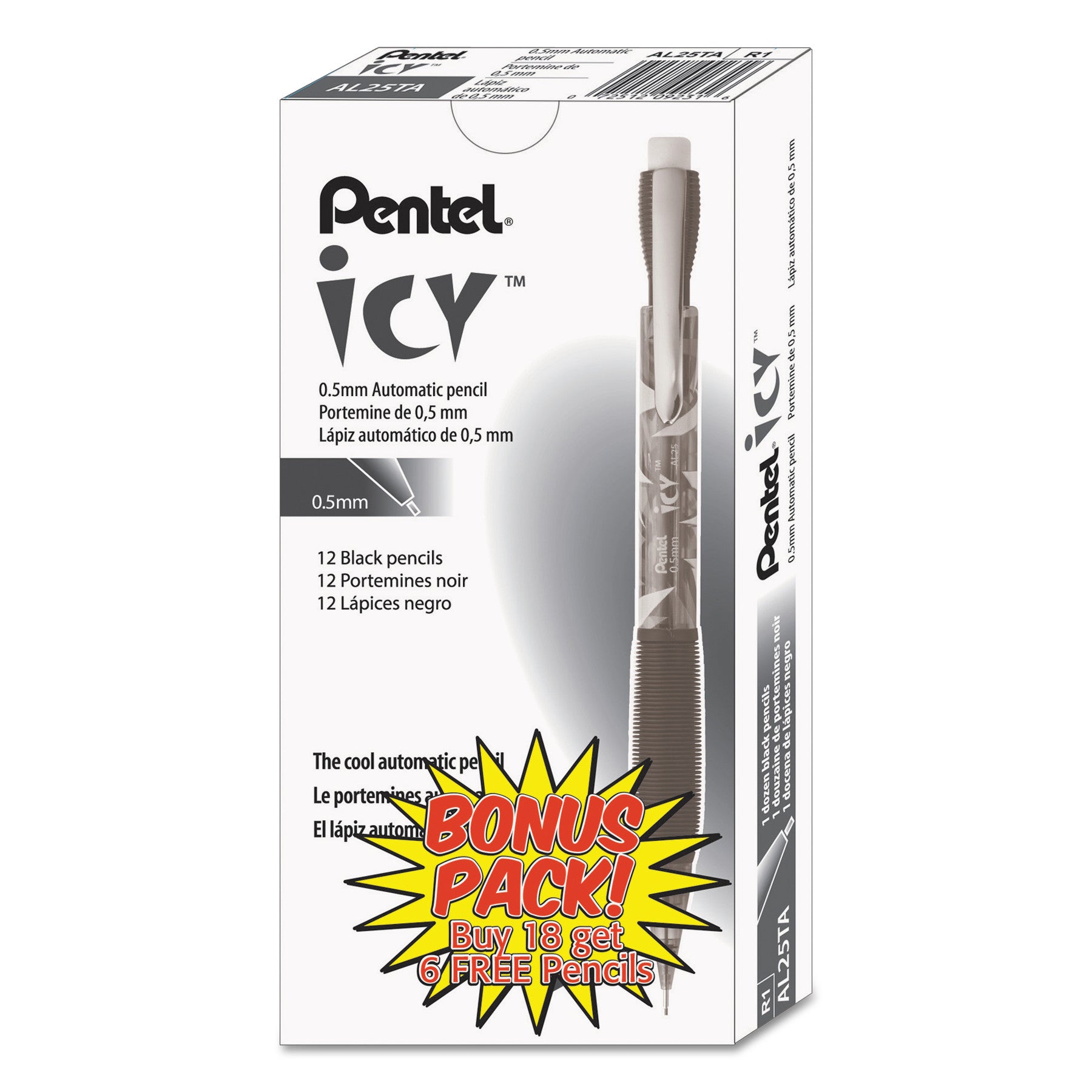 Icy Mechanical Pencil Value Pack, 0.5 mm, HB (#2), Black Lead, Translucent Ice/Black Barrel, 24/Pack -
