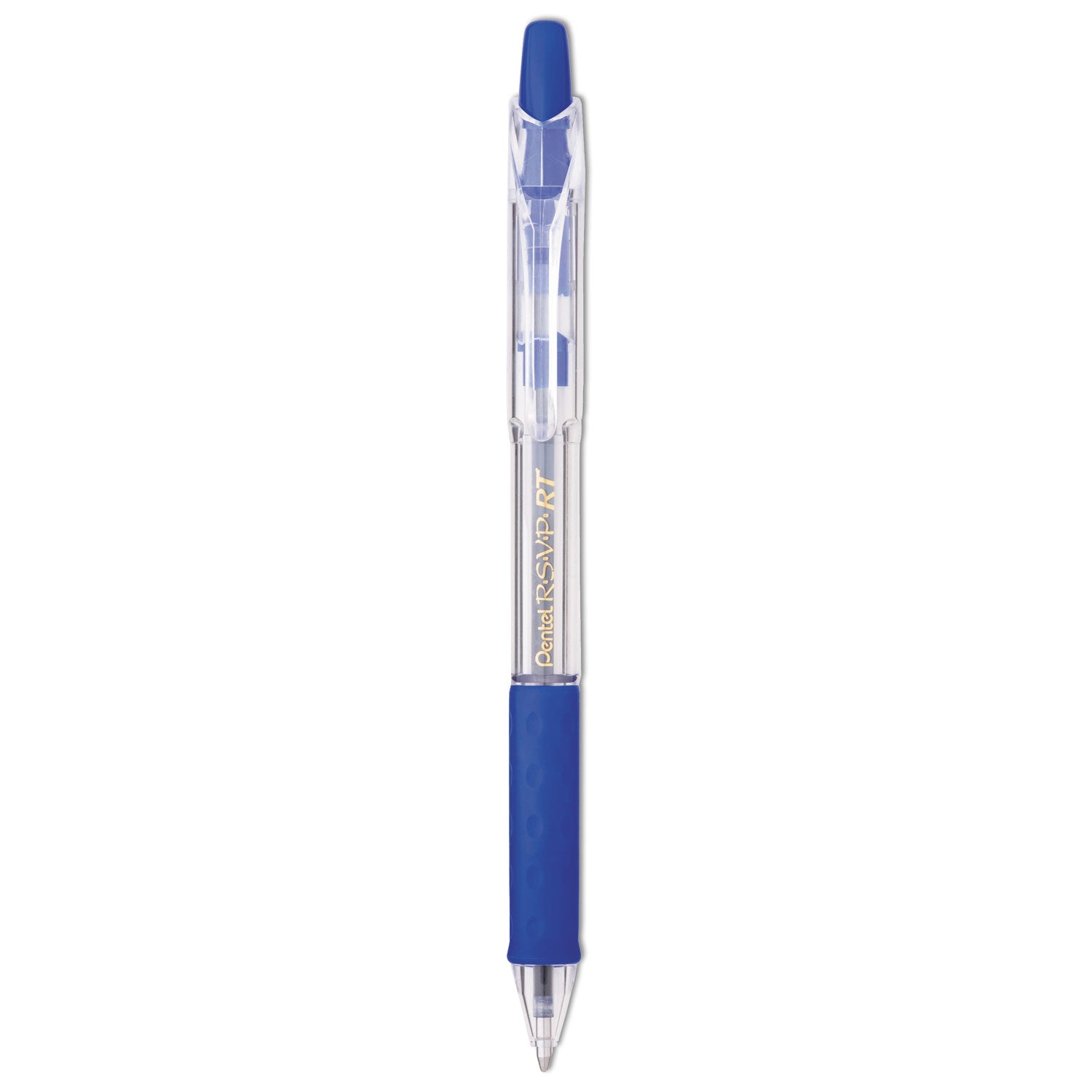 R.S.V.P. RT Ballpoint Pen, Retractable, Medium 1 mm, Blue Ink, Clear Barrel, Dozen -