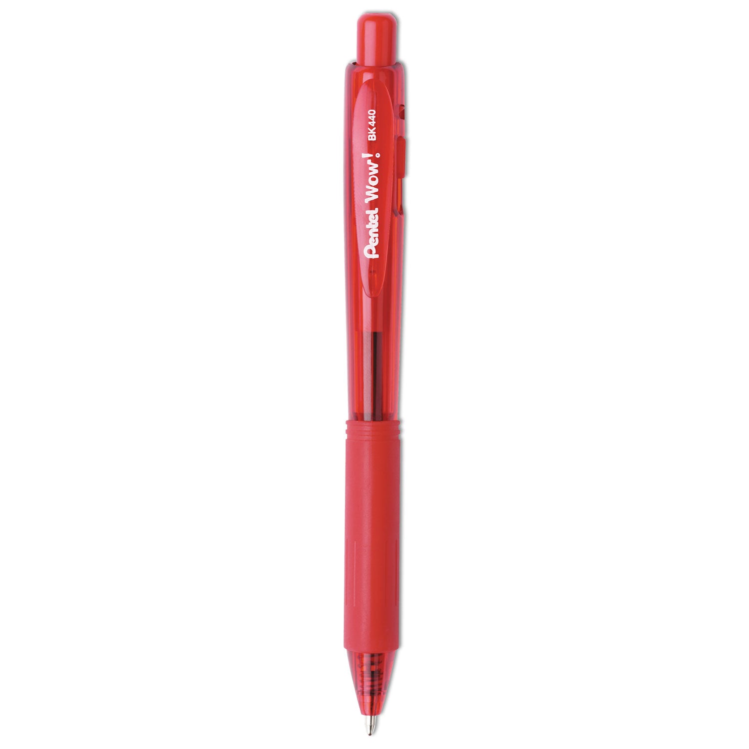 WOW! Ballpoint Pen, Retractable, Medium 1 mm, Red Ink, Translucent Red/Red Barrel, Dozen -
