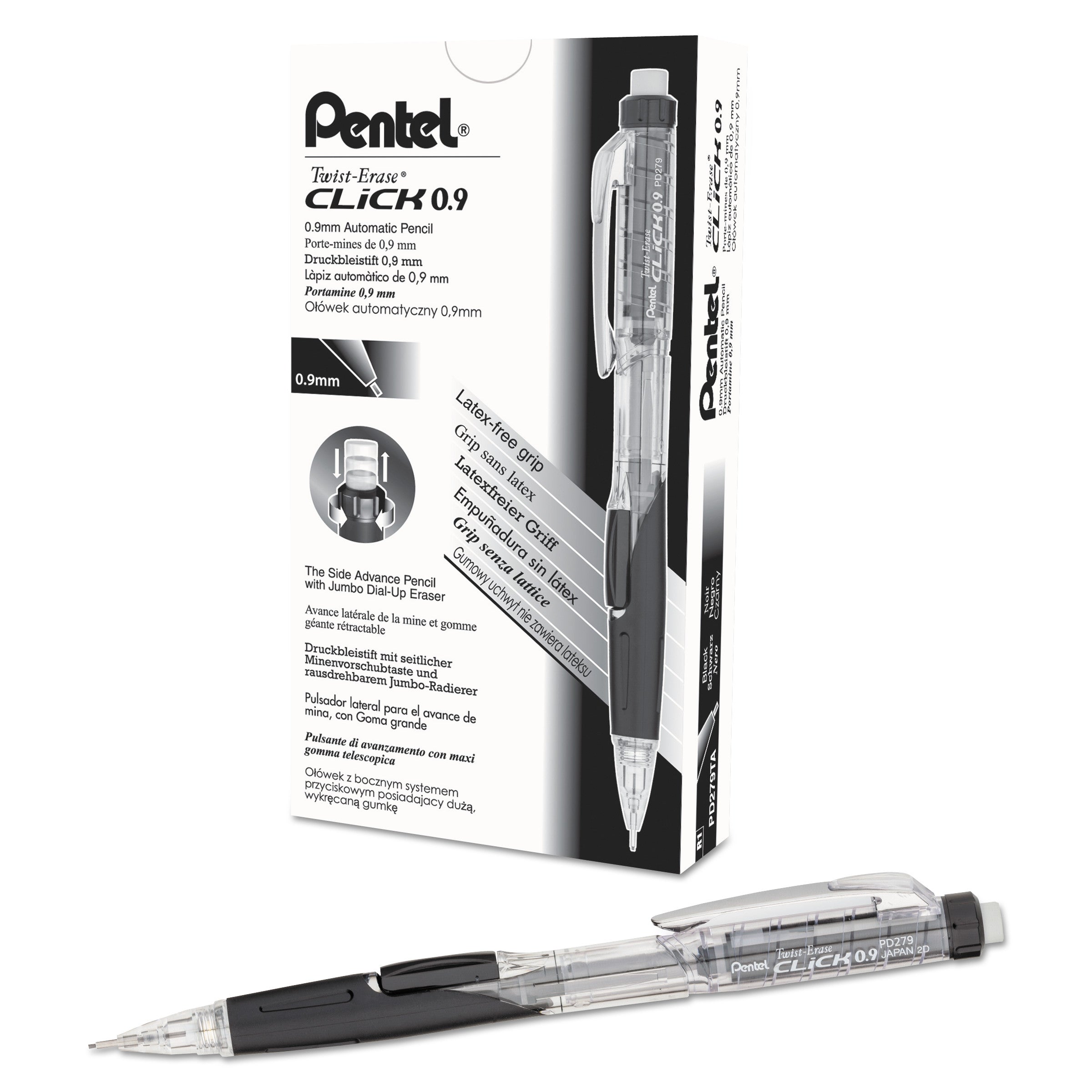 Twist-Erase CLICK Mechanical Pencil, 0.9 mm, HB (#2), Black Lead, Black Barrel -