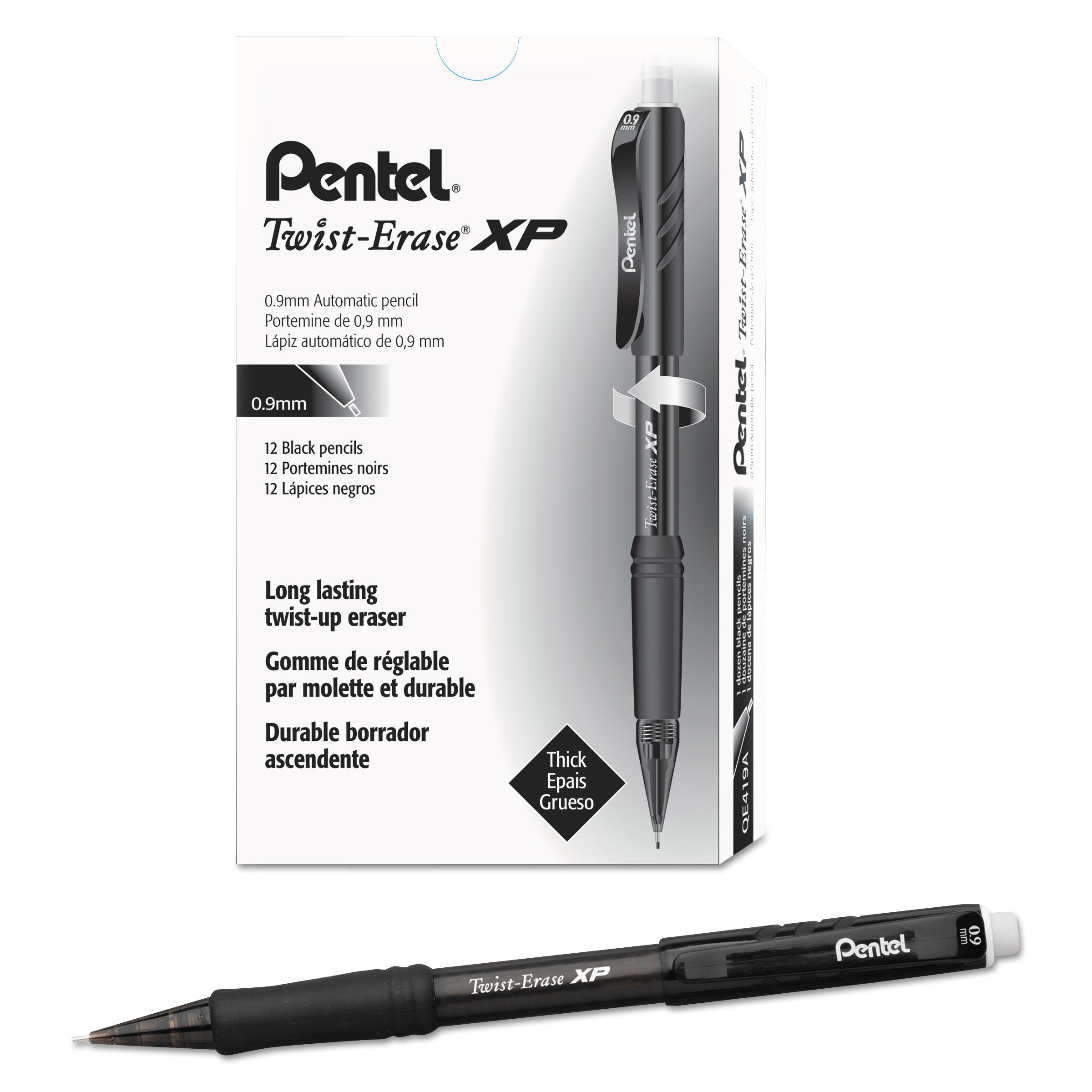 Twist-Erase EXPRESS Mechanical Pencil, 0.9 mm, HB (#2), Black Lead, Black Barrel, Dozen -