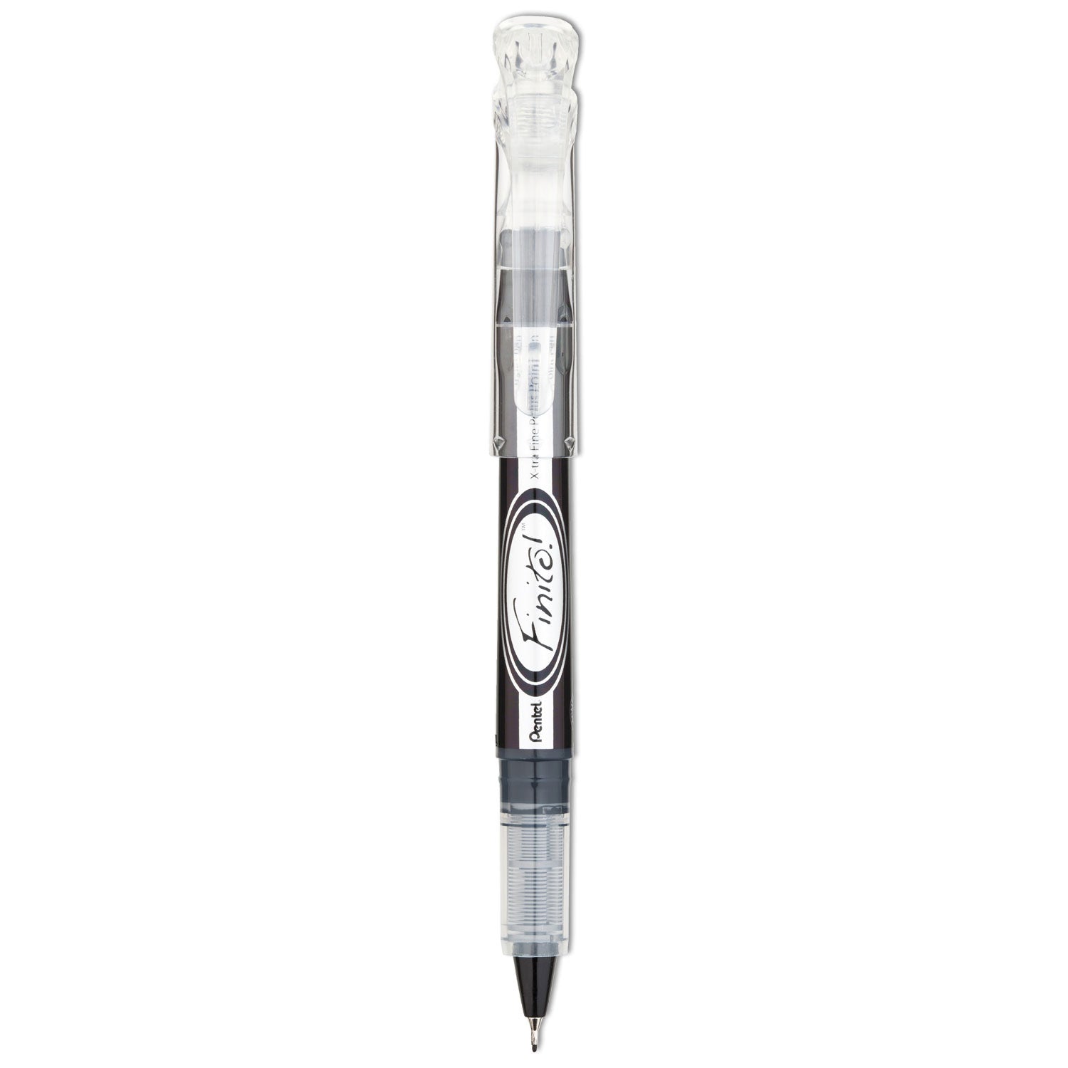 Finito! Porous Point Pen, Stick, Extra-Fine 0.4 mm, Black Ink, Black/Silver/Clear Barrel -