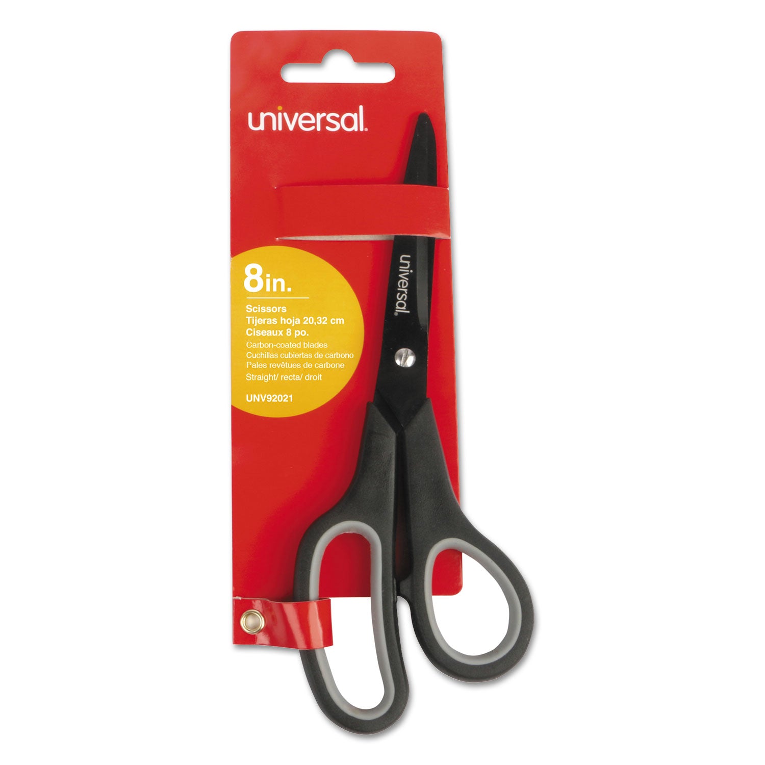 Industrial Carbon Blade Scissors, 8" Long, 3.5" Cut Length, Black/Gray Straight Handle -