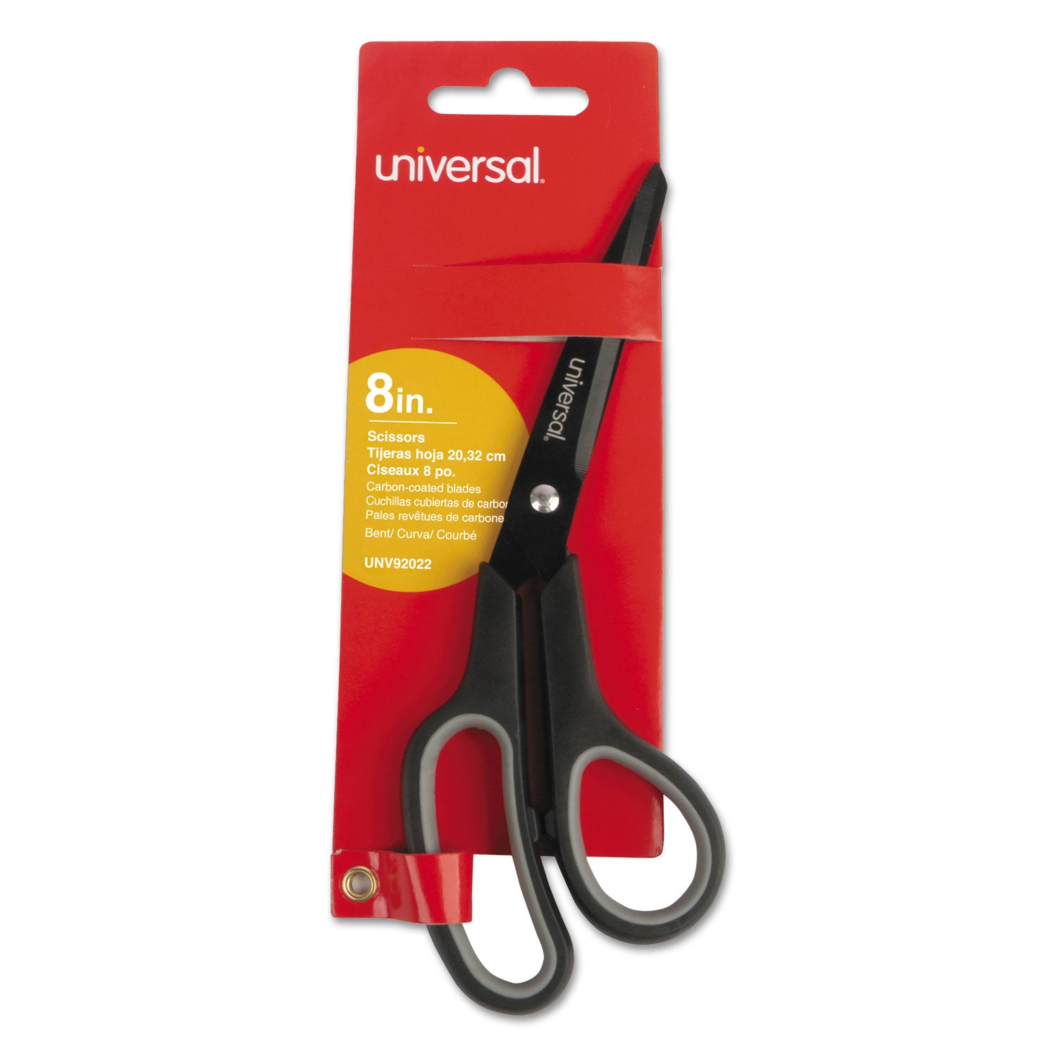Industrial Carbon Blade Scissors, 8" Long, 3.5" Cut Length, Black/Gray Offset Handle -