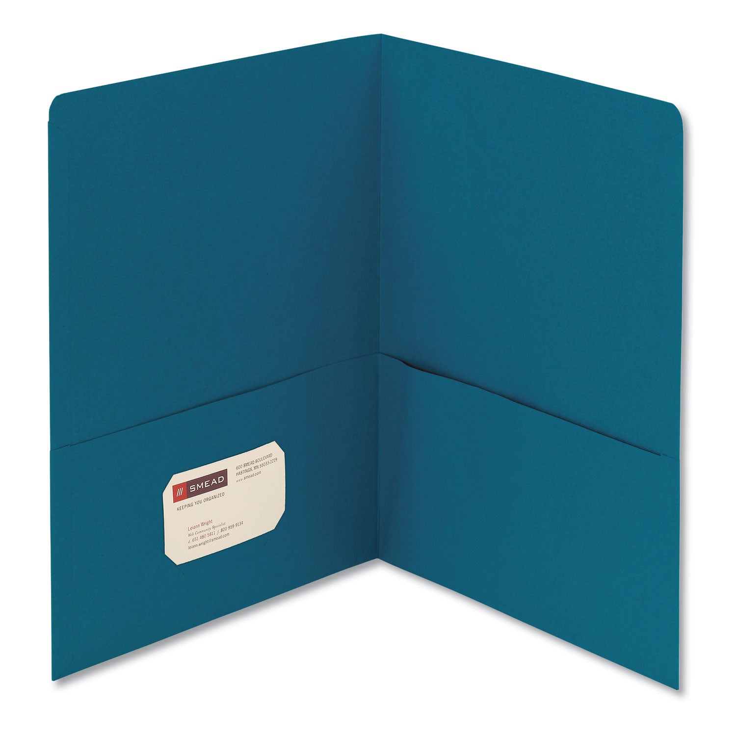 Two-Pocket Folder, Textured Paper, 100-Sheet Capacity, 11 x 8.5, Teal, 25/Box -