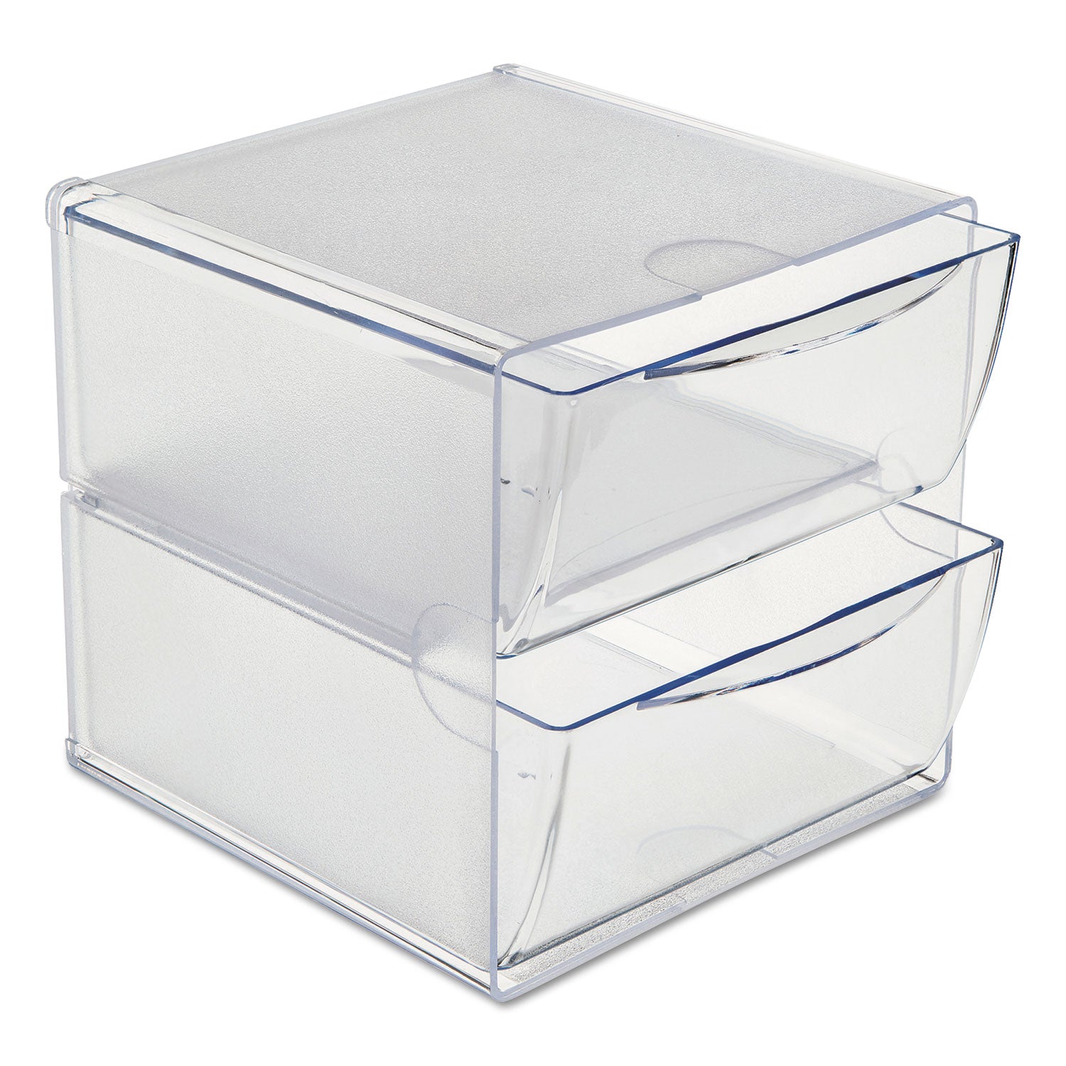 Stackable Cube Organizer, 2 Compartments, 2 Drawers, Plastic, 6 x 7.2 x 6, Clear -