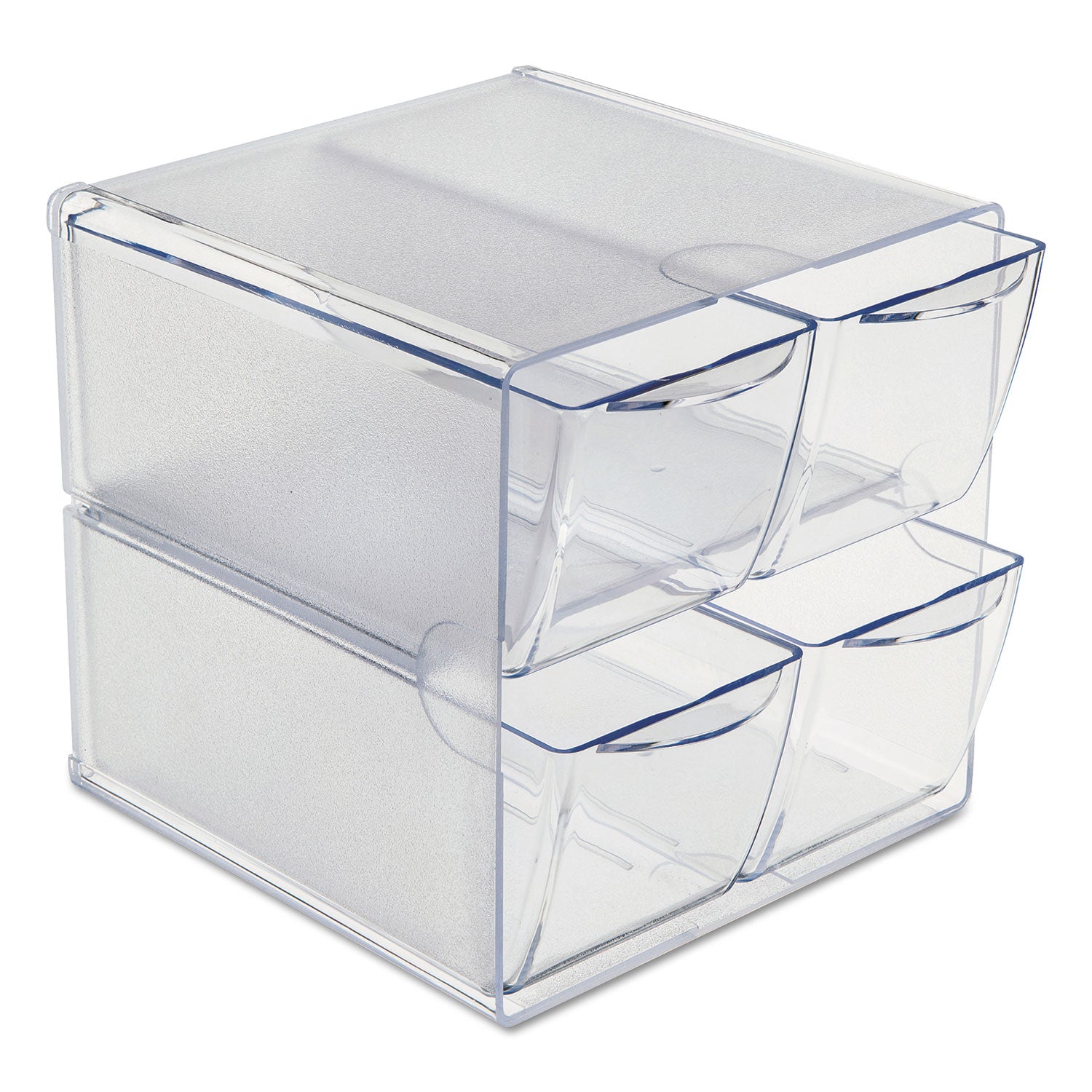 Stackable Cube Organizer, 4 Compartments, 4 Drawers, Plastic, 6 x 7.2 x 6, Clear -