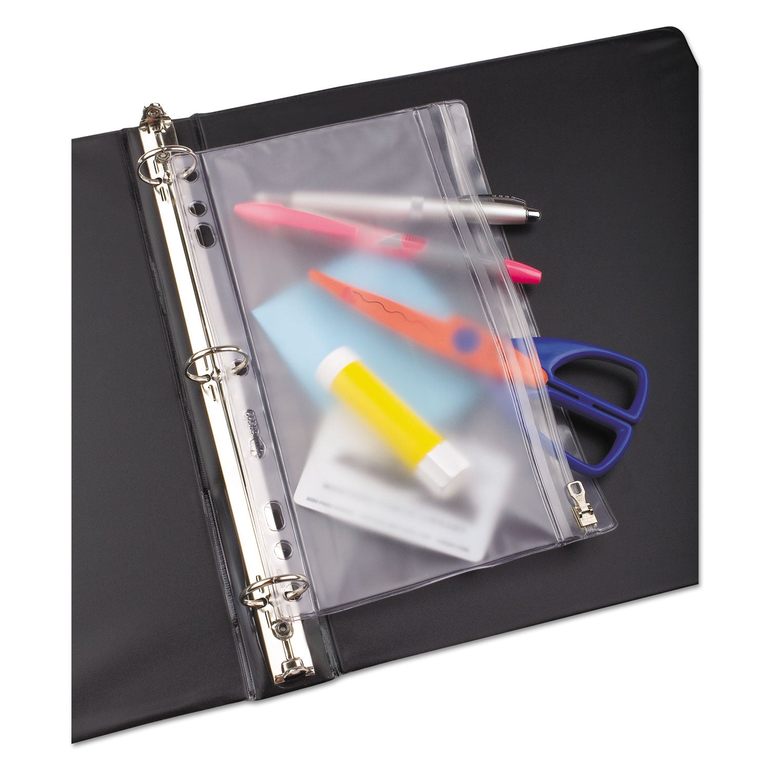 Zippered Ring Binder Pocket, 6 x 9.5, Clear -