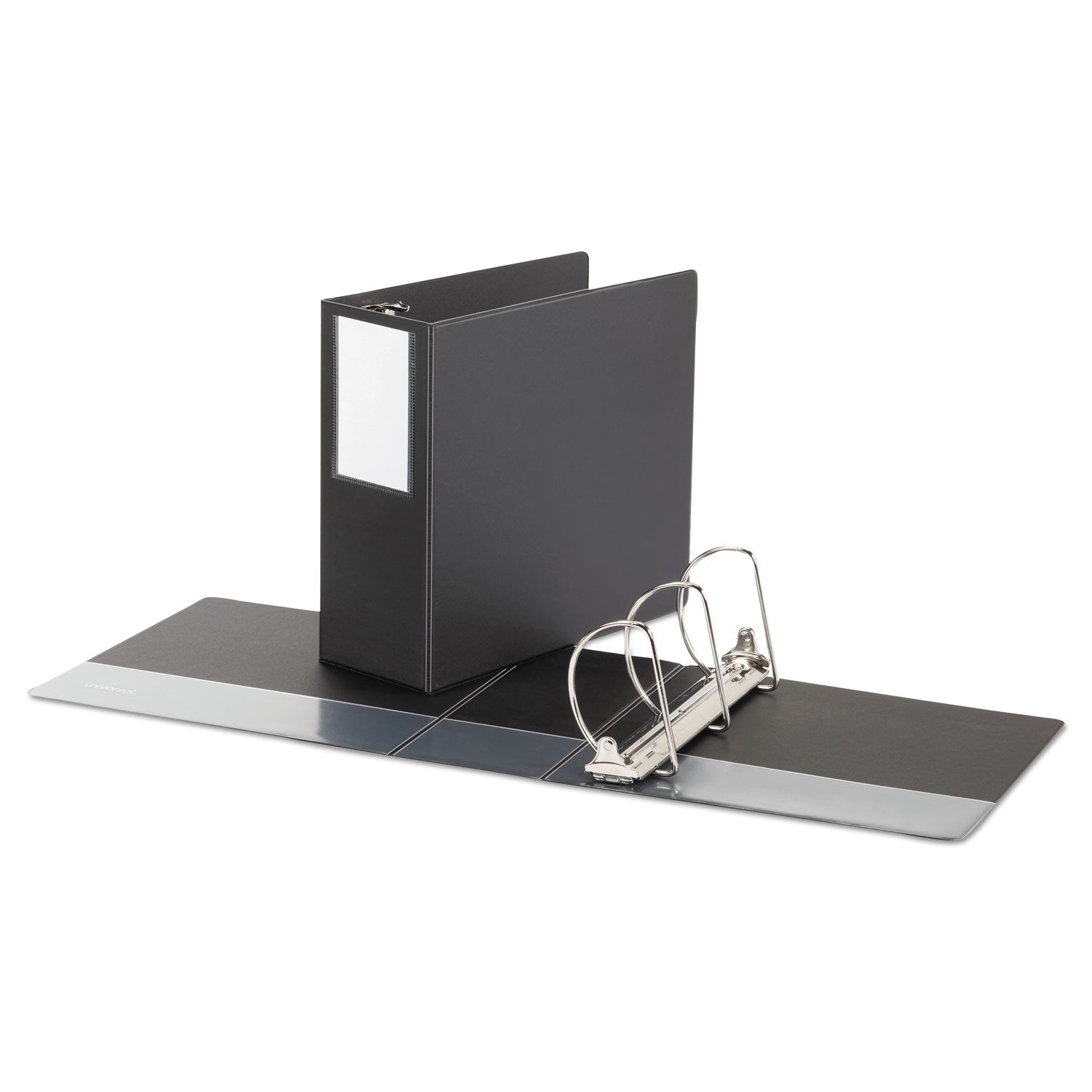 Deluxe Non-View D-Ring Binder with Label Holder, 3 Rings, 5" Capacity, 11 x 8.5, Black -