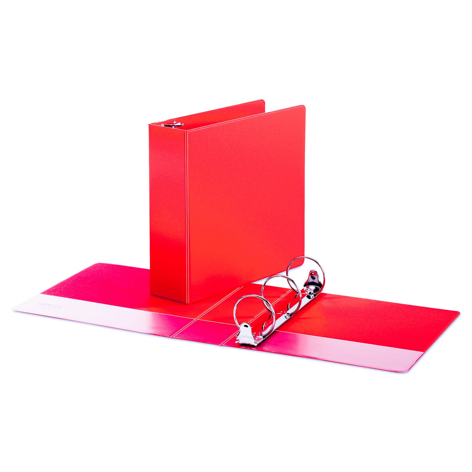 Economy Non-View Round Ring Binder, 3 Rings, 3" Capacity, 11 x 8.5, Red -