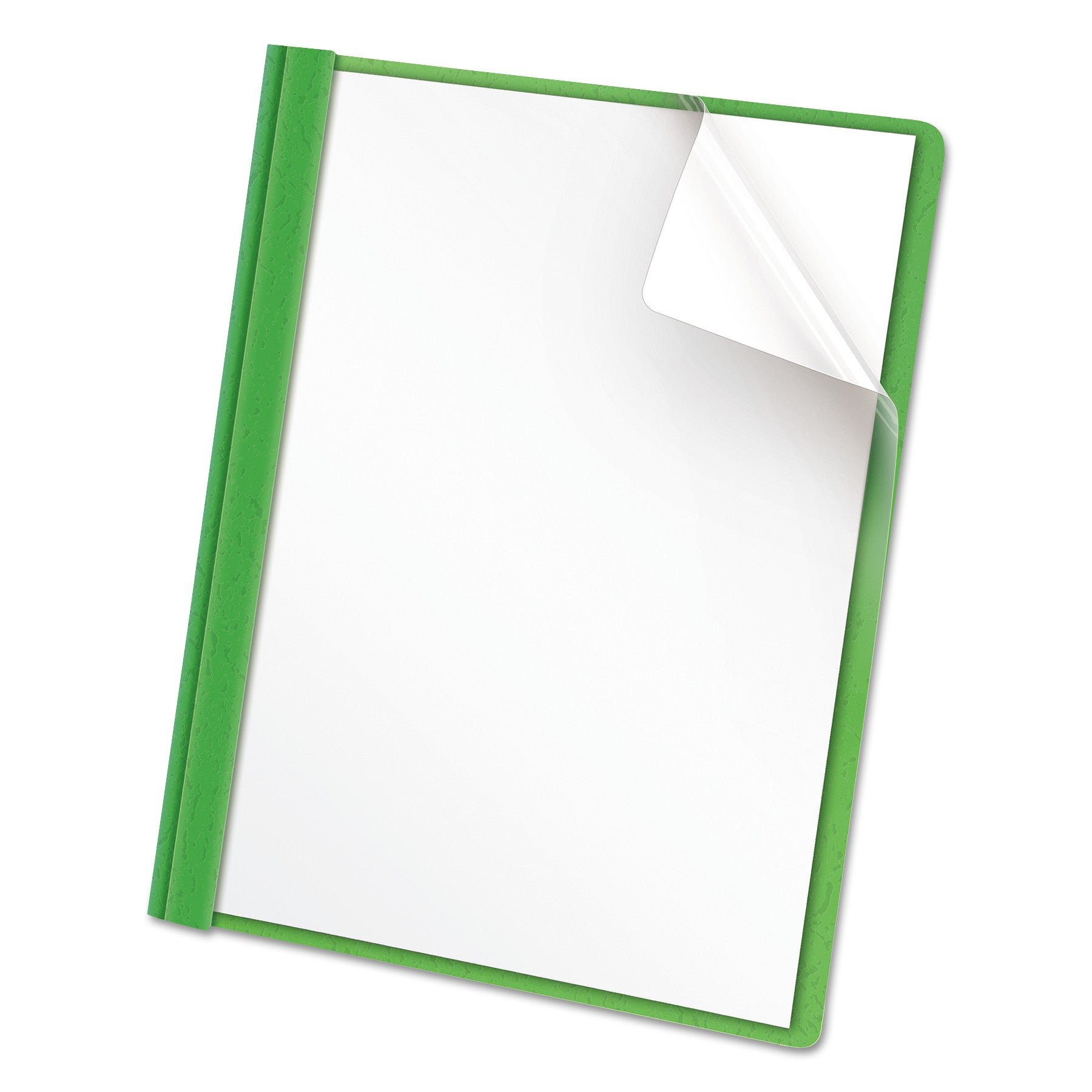 Clear Front Report Cover, Prong Fastener, 0.5" Capacity, 8.5 x 11, Clear/Green, 25/Box -