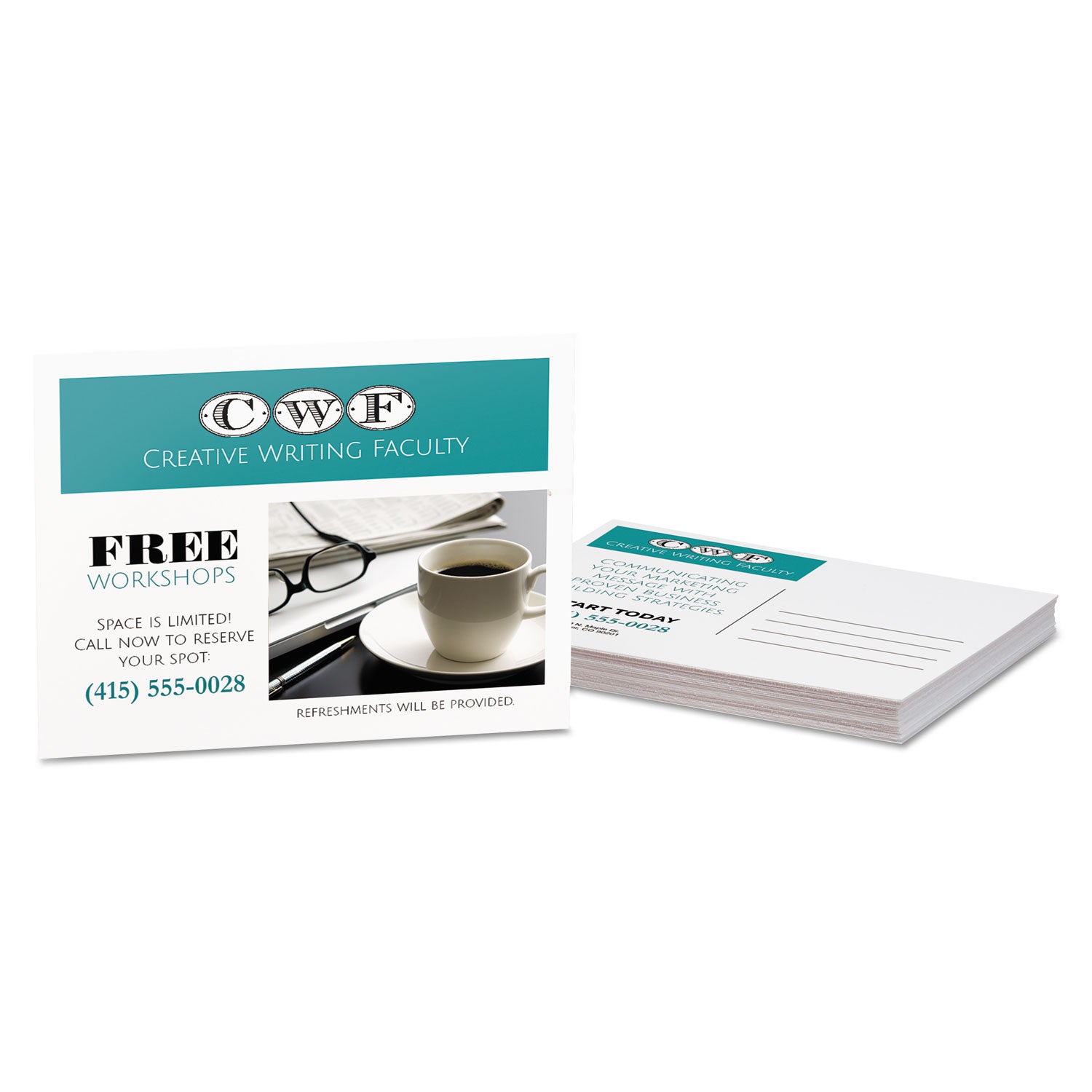 Printable Postcards, Laser, 80 lb, 4.25 x 5.5, Uncoated White, 200 Cards, 4 Cards/Sheet, 50 Sheets/Box -
