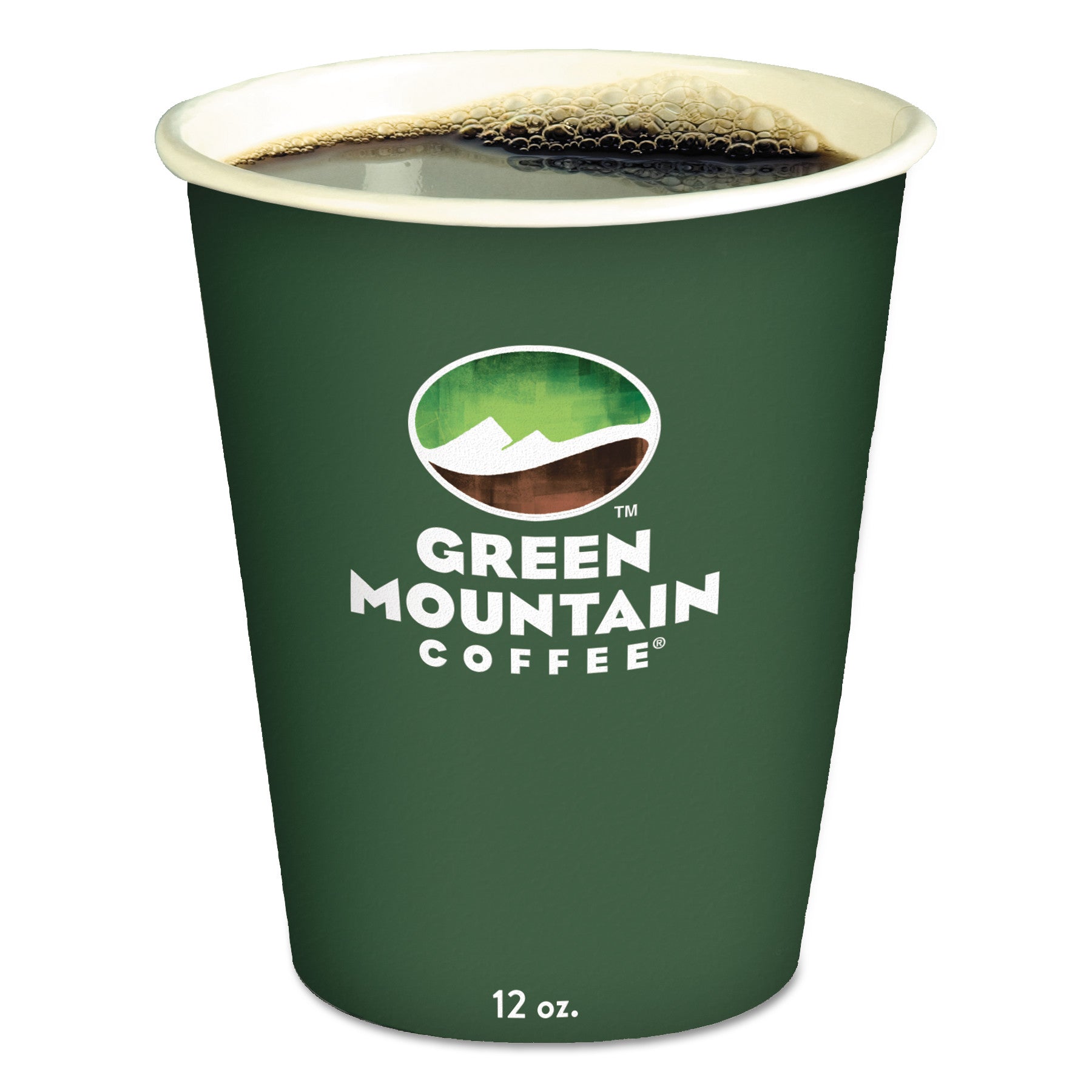 Paper Hot Cups, 12 oz, Green Mountain Design, Multicolor, 1,000/Carton - 1