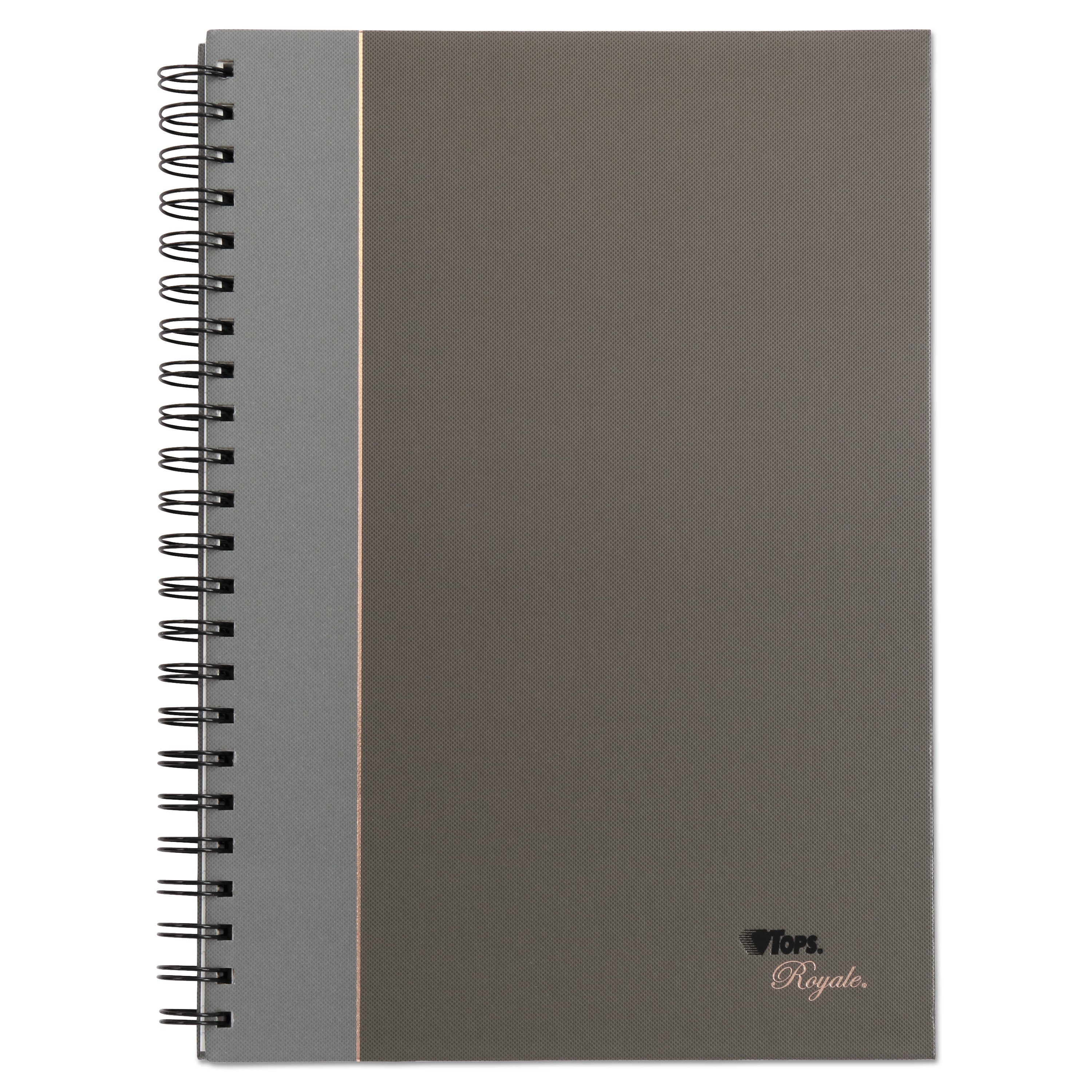 Royale Wirebound Business Notebooks, 1-Subject, Medium/College Rule, Black/Gray Cover, (96) 11.75 x 8.25 Sheets -