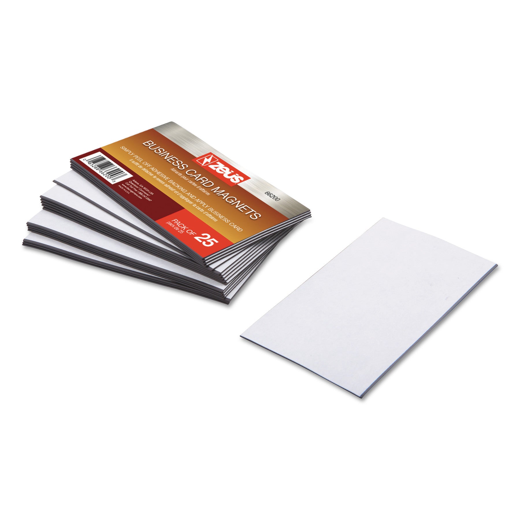 Business Card Magnets, 2 x 3.5, White, Adhesive Coated, 25/Pack -