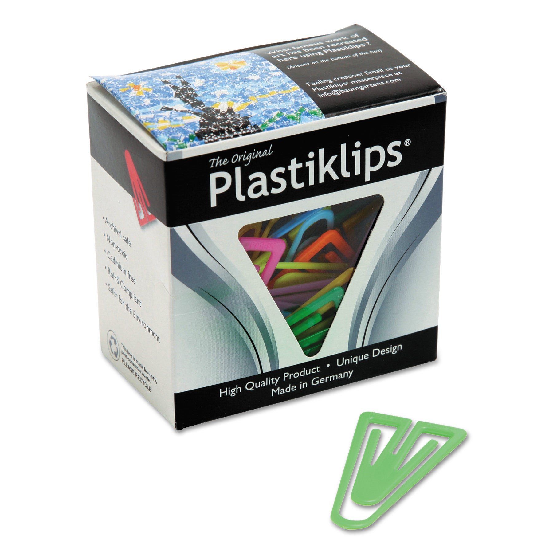 Plastiklips Paper Clips, Extra Large, Smooth, Assorted Colors, 50/Box -