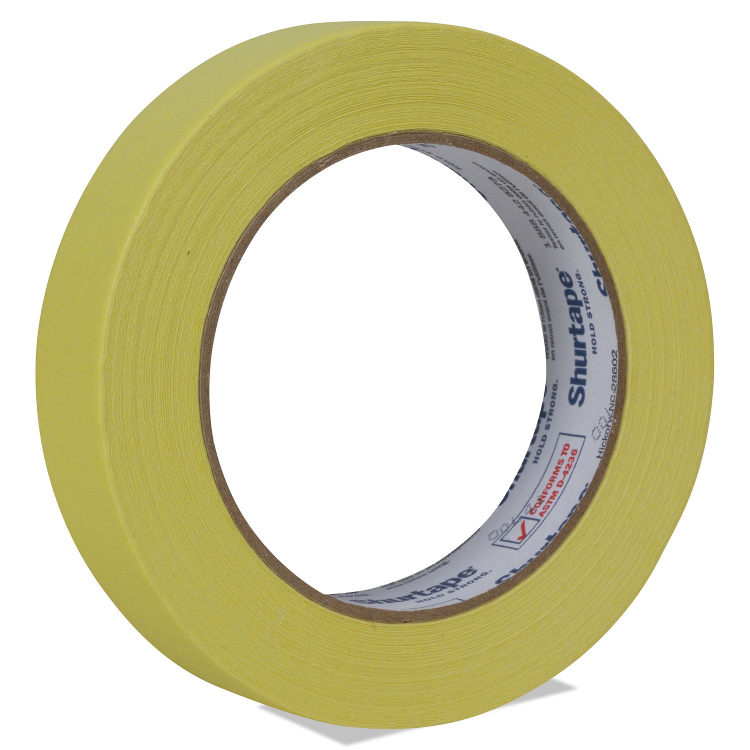 Color Masking Tape, 3" Core, 0.94" x 60 yds, Yellow -
