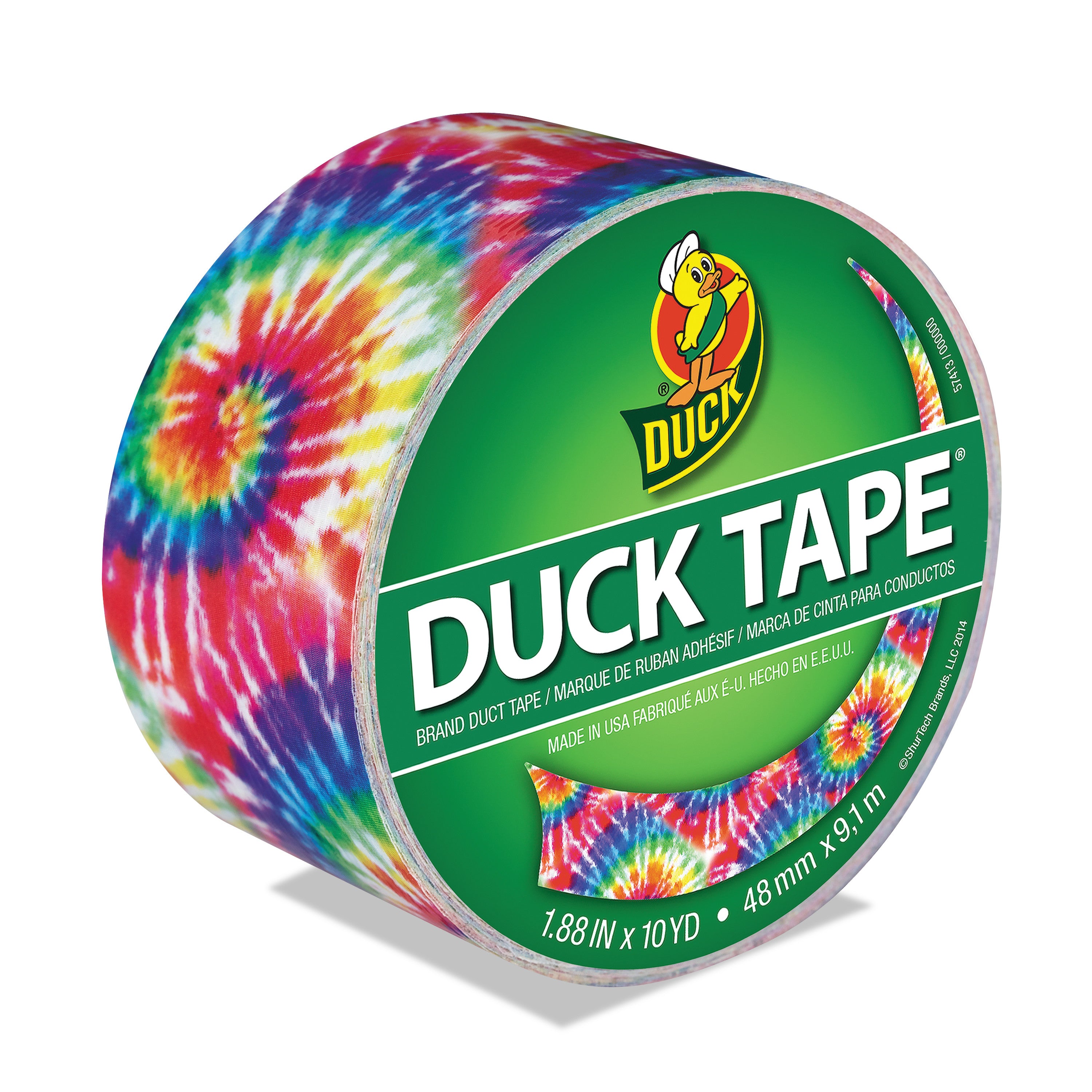 Colored Duct Tape, 3" Core, 1.88" x 10 yds, Multicolor Love Tie Dye -