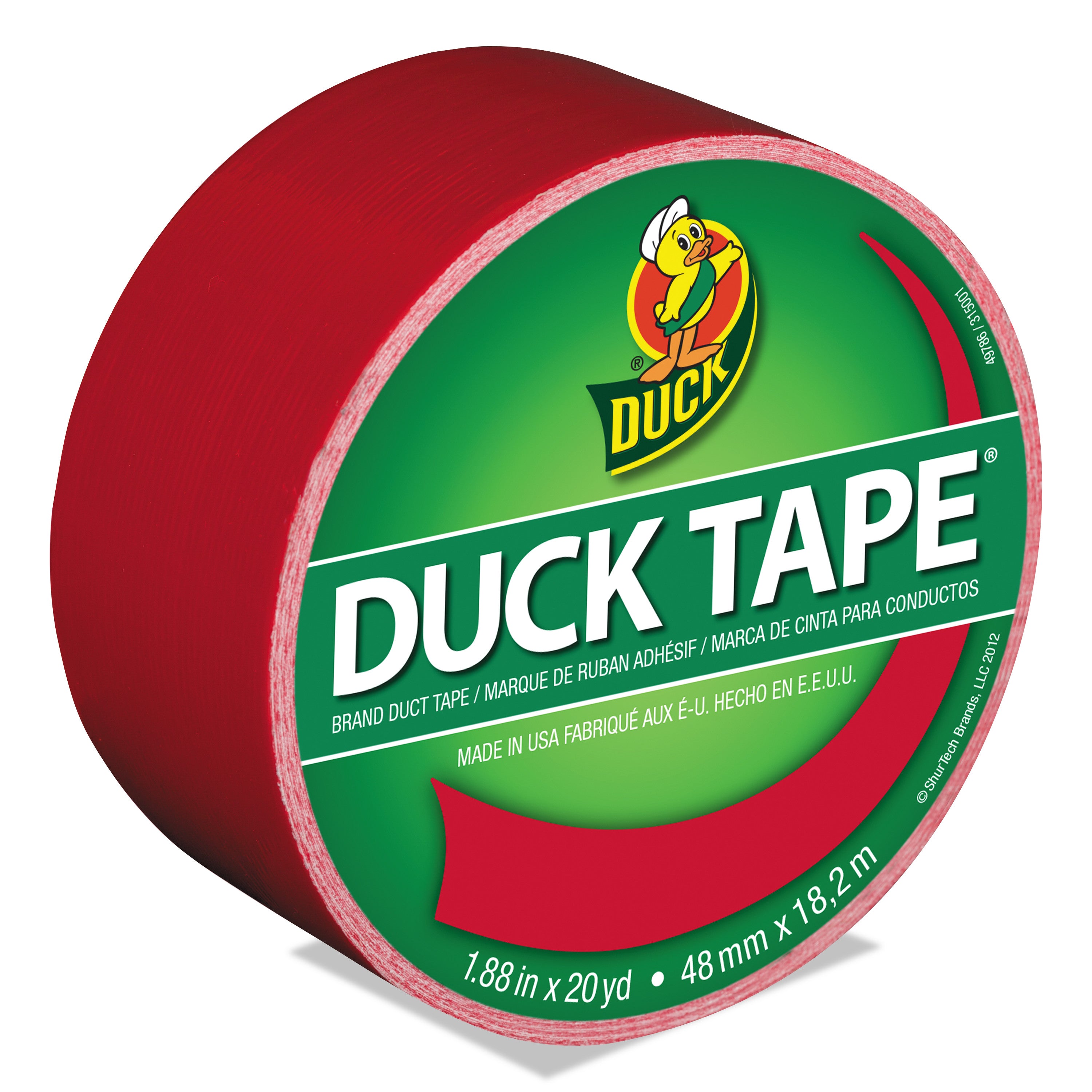 Colored Duct Tape, 3" Core, 1.88" x 20 yds, Red -