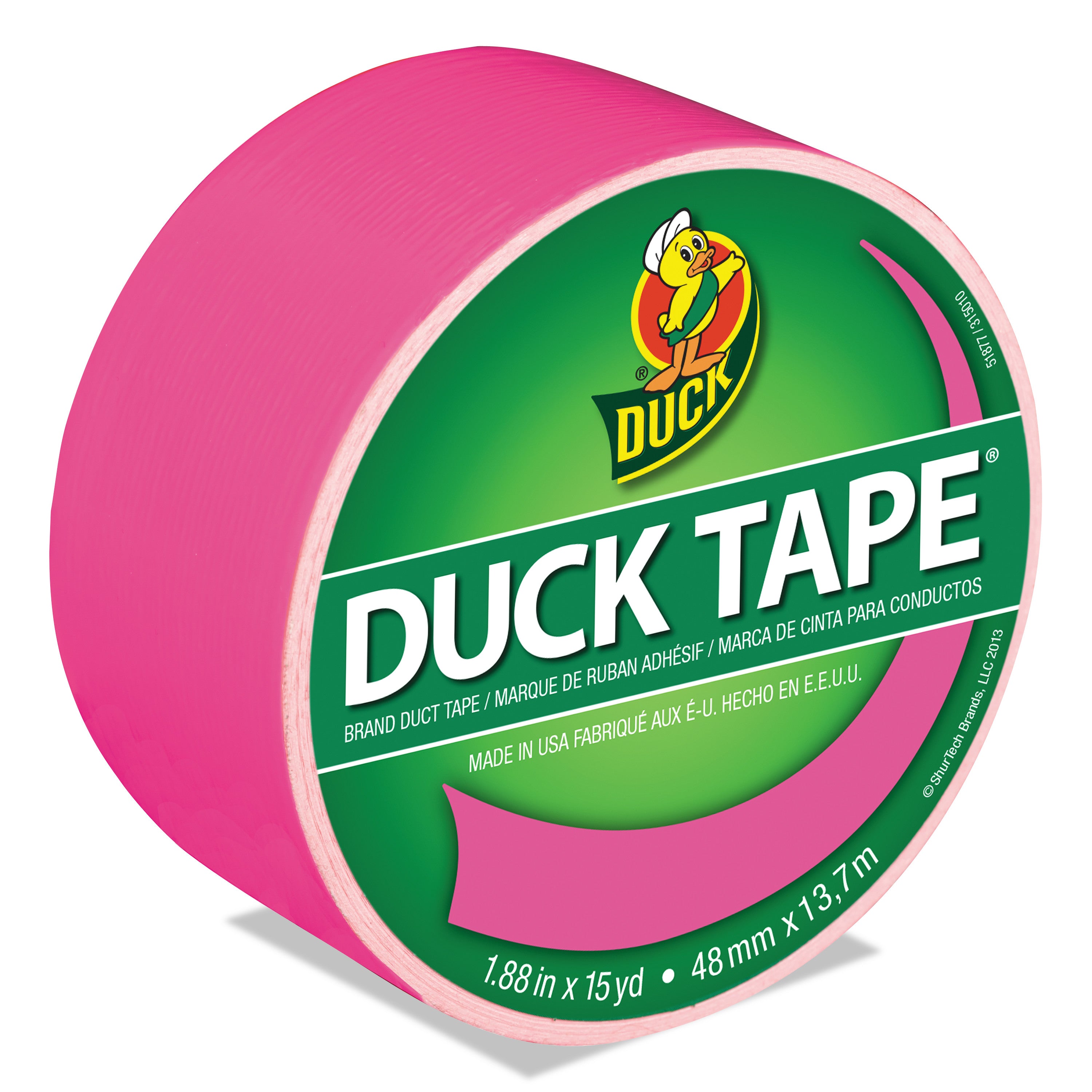 Colored Duct Tape, 3" Core, 1.88" x 15 yds, Neon Pink -