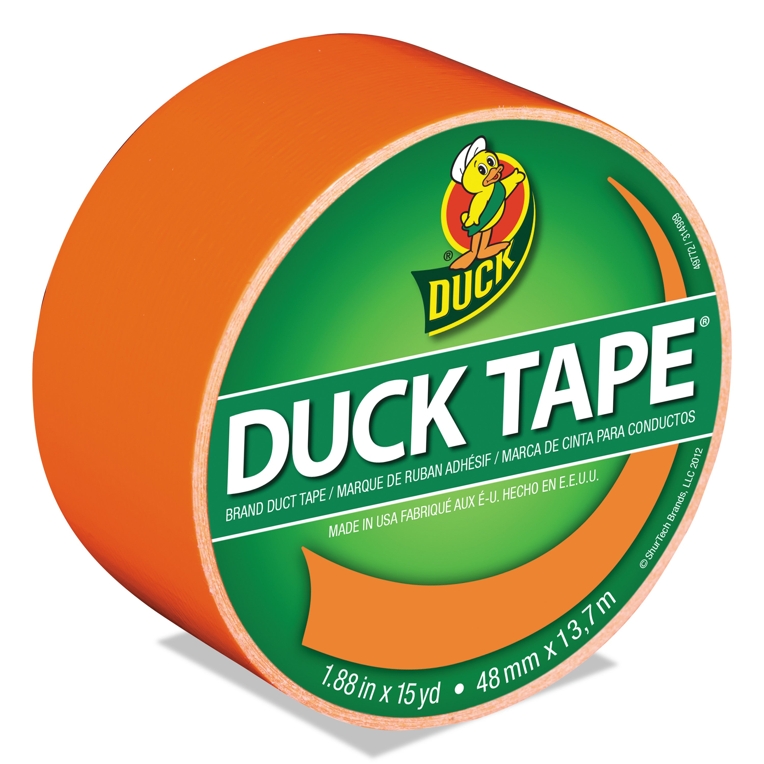 Colored Duct Tape, 3" Core, 1.88" x 15 yds, Neon Orange -