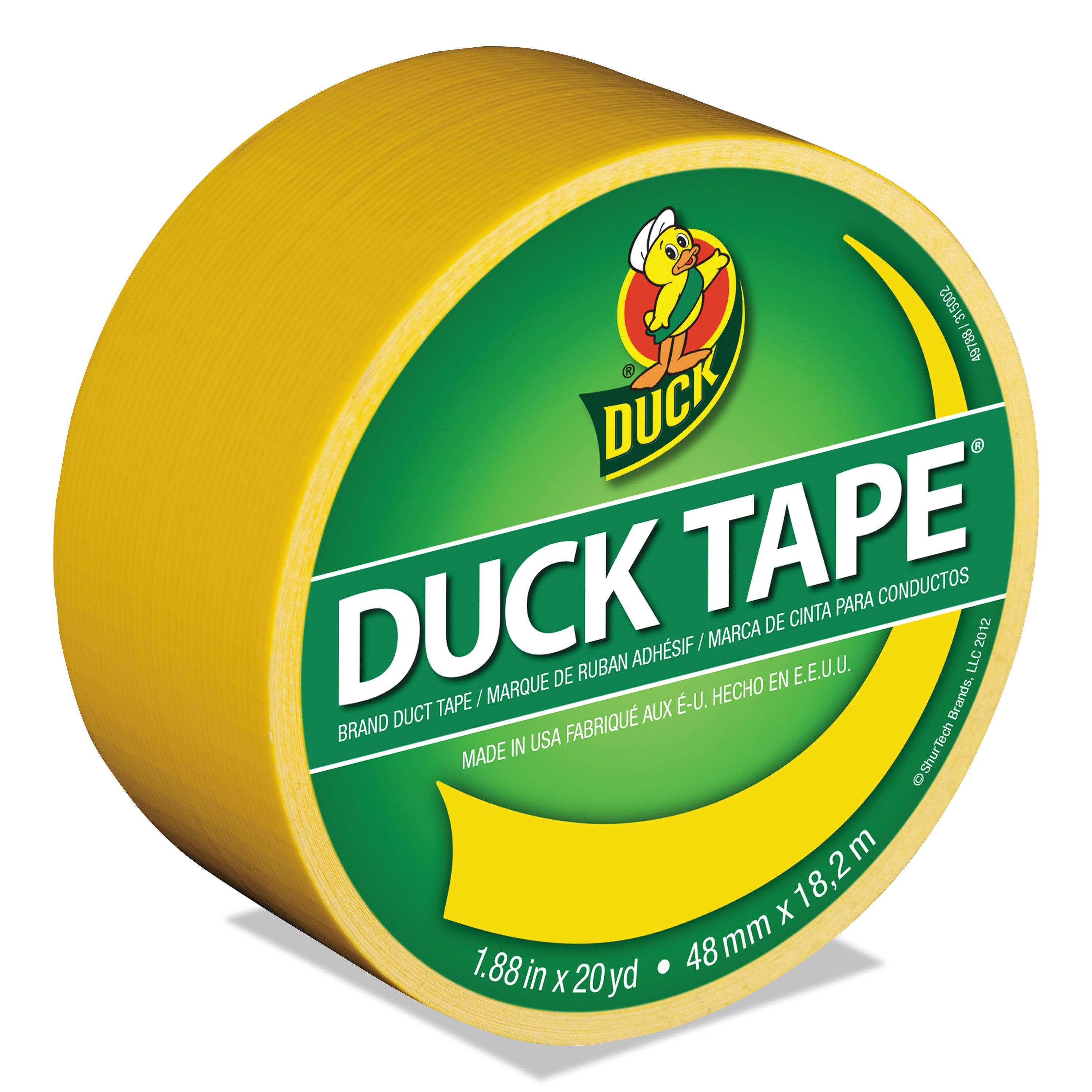 Colored Duct Tape, 3" Core, 1.88" x 20 yds, Yellow -