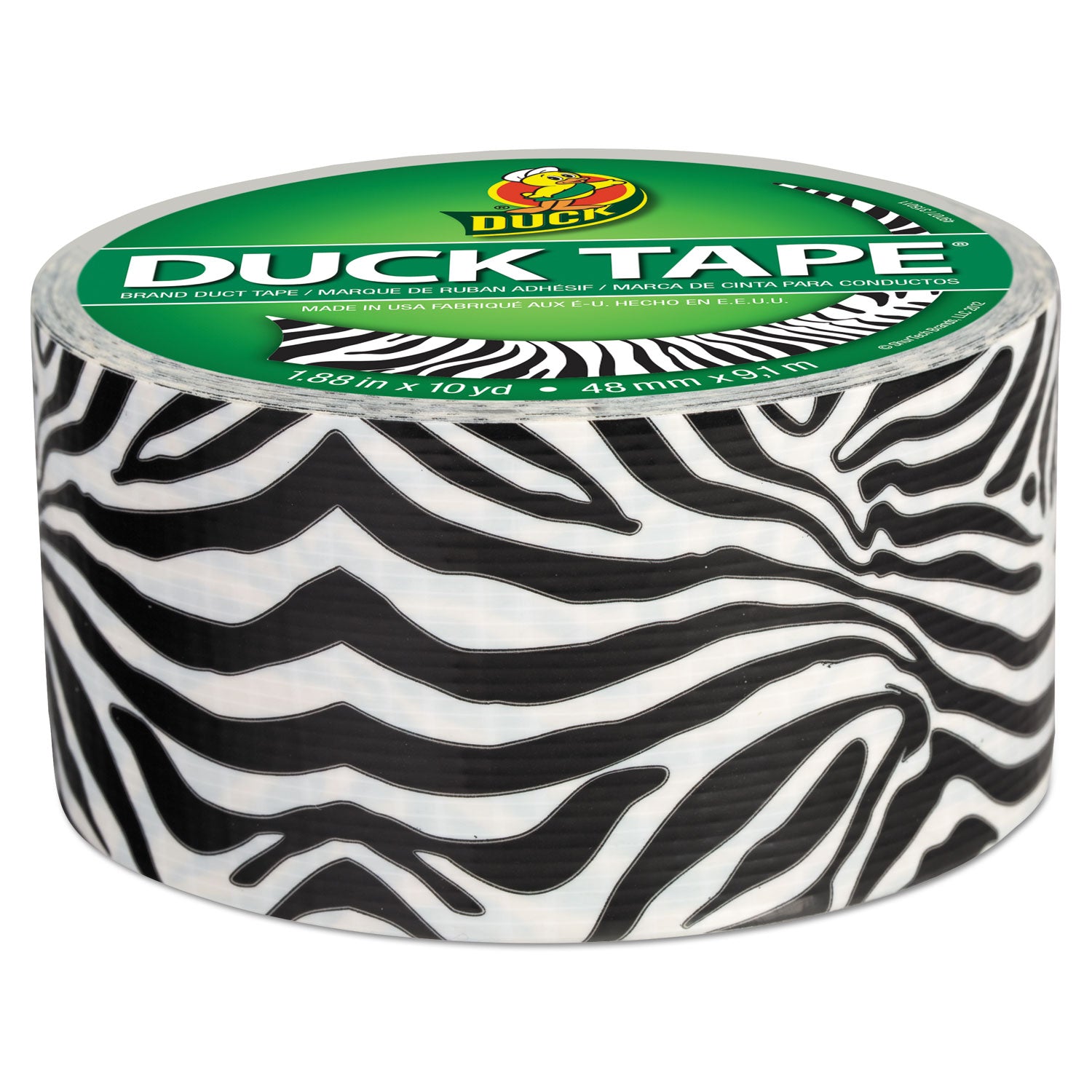 Colored Duct Tape, 3" Core, 1.88" x 10 yds, Black/White Zebra -