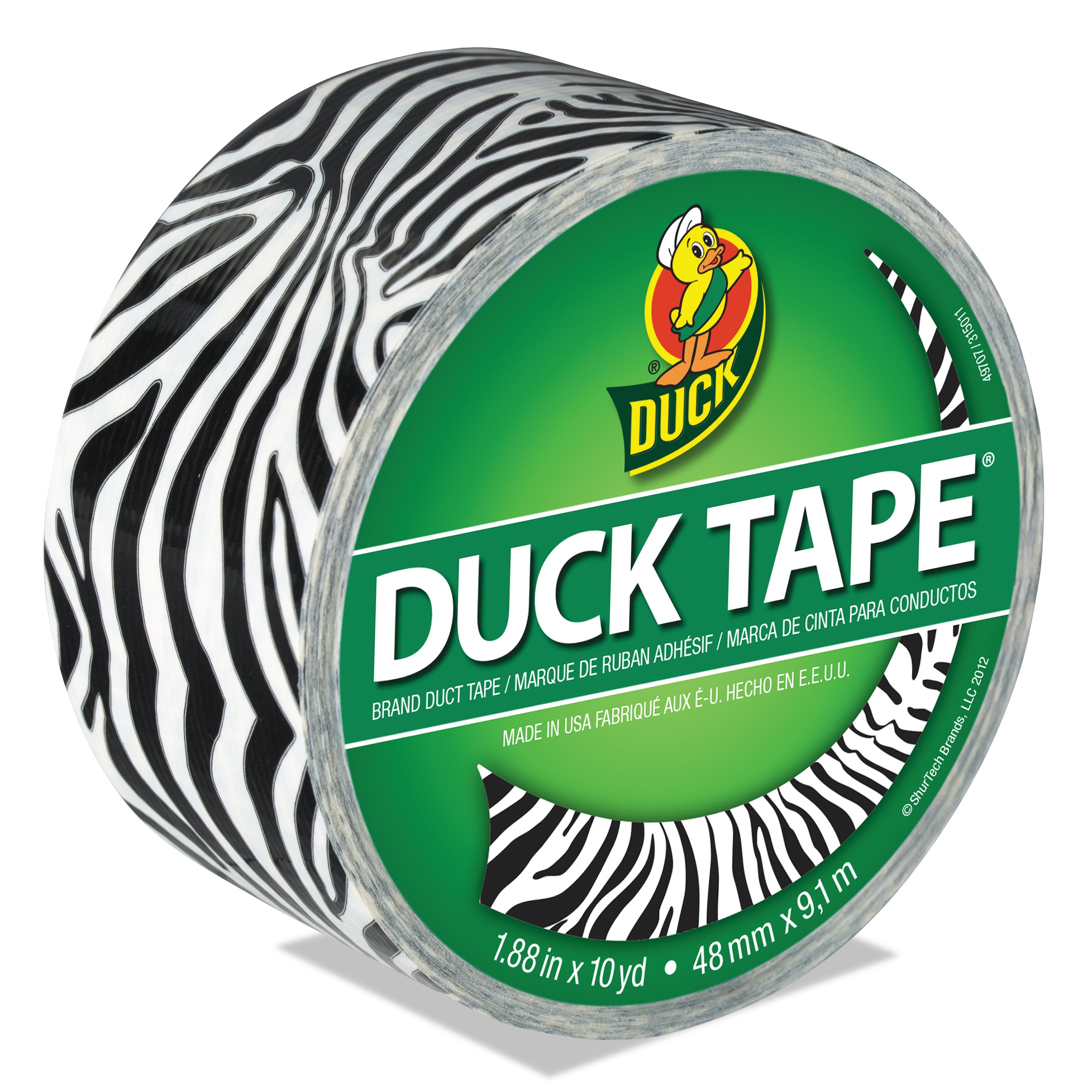 Colored Duct Tape, 3" Core, 1.88" x 10 yds, Black/White Zebra -