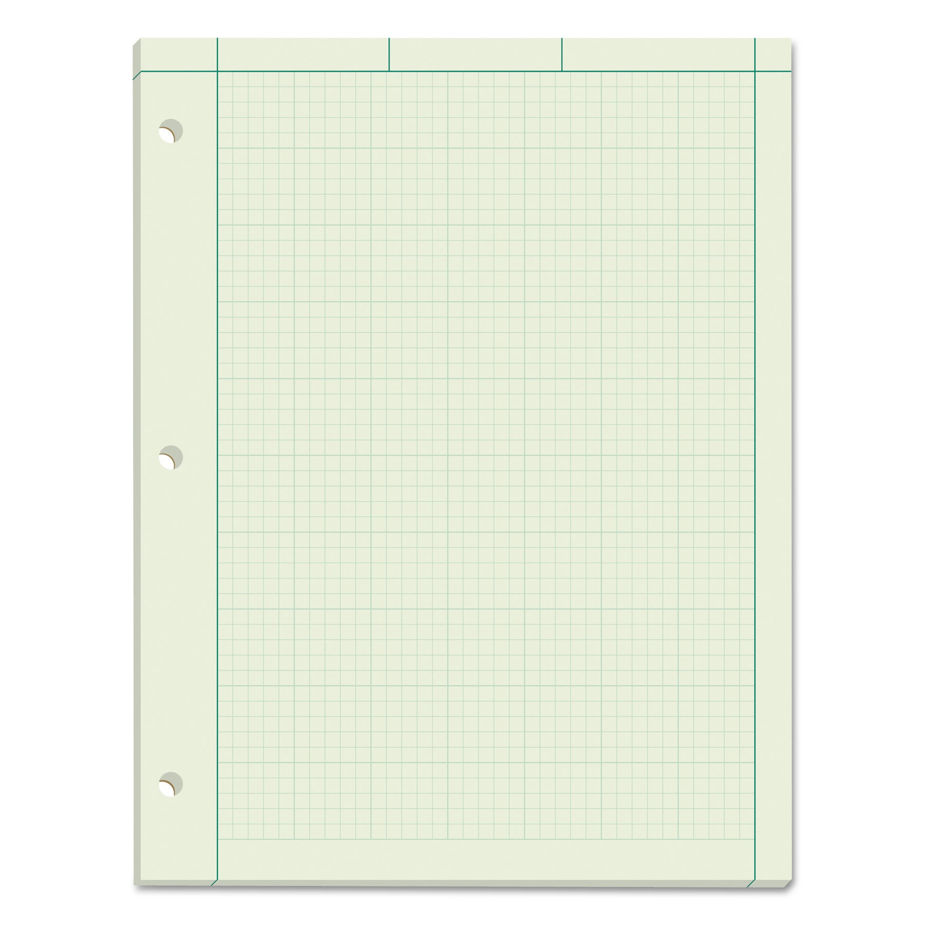 Engineering Computation Pads, Cross-Section Quadrille Rule (5 sq/in, 1 sq/in), Green Cover, 100 Green-Tint 8.5 x 11 Sheets -
