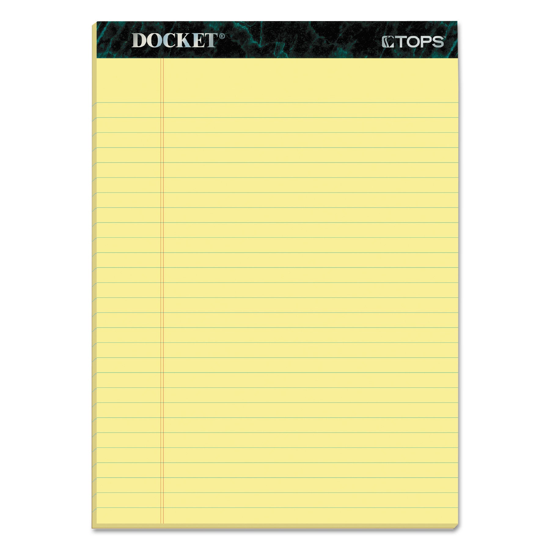 Docket Ruled Perforated Pads, Wide/Legal Rule, 50 Canary-Yellow 8.5 x 11.75 Sheets, 12/Pack -