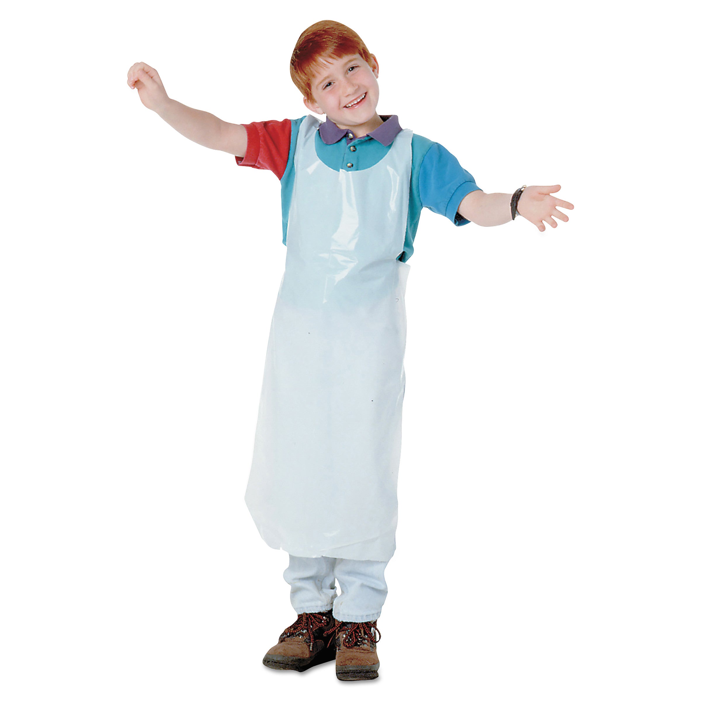 Disposable Apron, Polypropylene, One Size Fits All, White, 100/Pack -