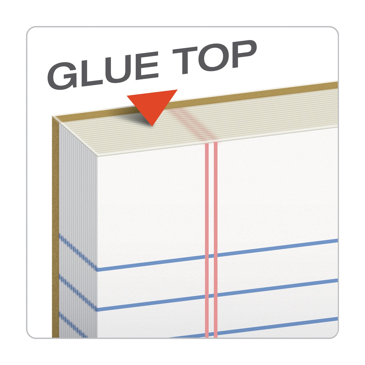 The Legal Pad" Glue Top Pads, Wide/Legal Rule, 50 White 8.5 x 11 Sheets, 12/Pack -
