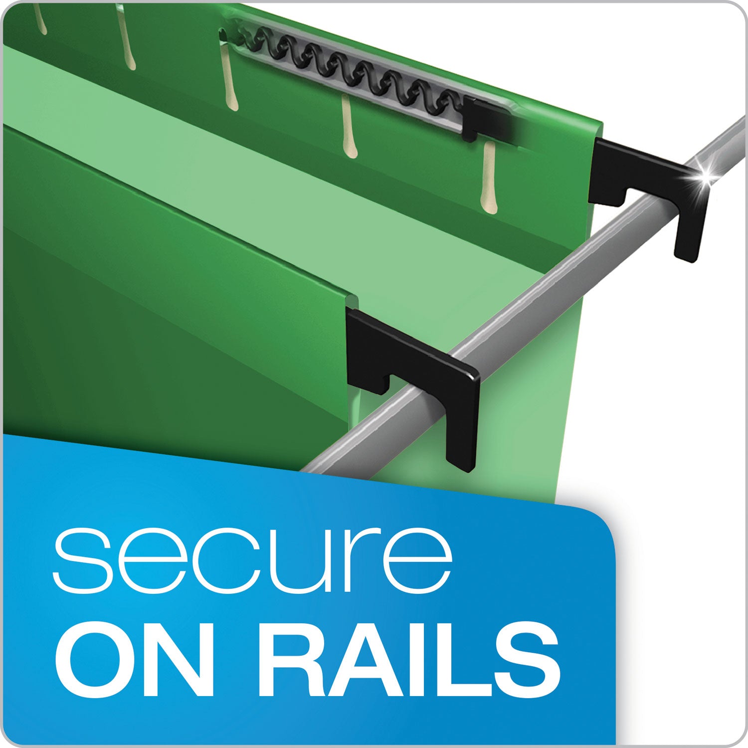 SureHook Hanging Folders, Legal Size, 1/5-Cut Tabs, Bright Green, 20/Box -