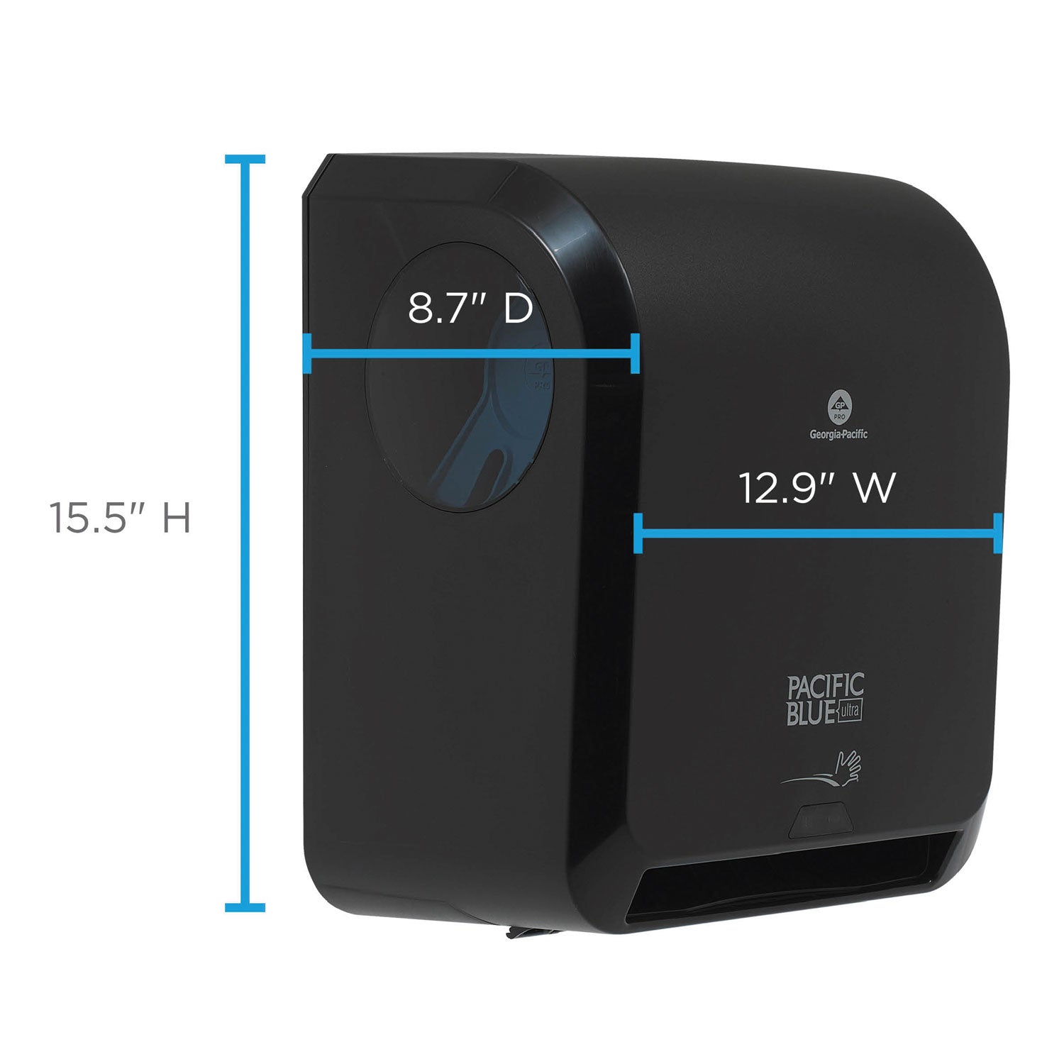pacific-blue-ultra-paper-towel-dispenser-automated-129-x-9-x-168-black_gpc59590 - 2