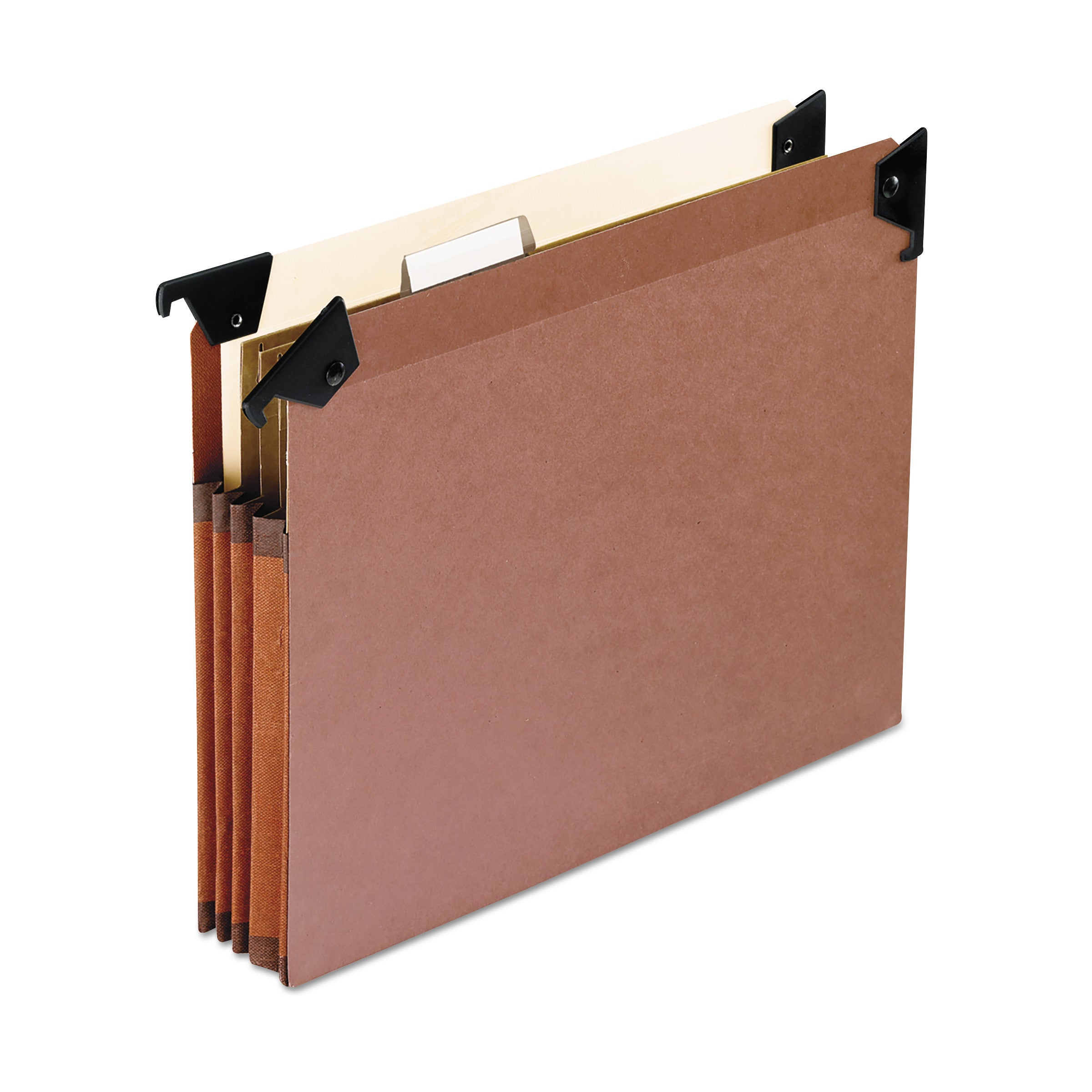 Premium Expanding Hanging File Pockets with Swing Hooks and Dividers, 3 Dividers with 1/5-Cut Tabs, Letter Size, Brown, 5/Box -