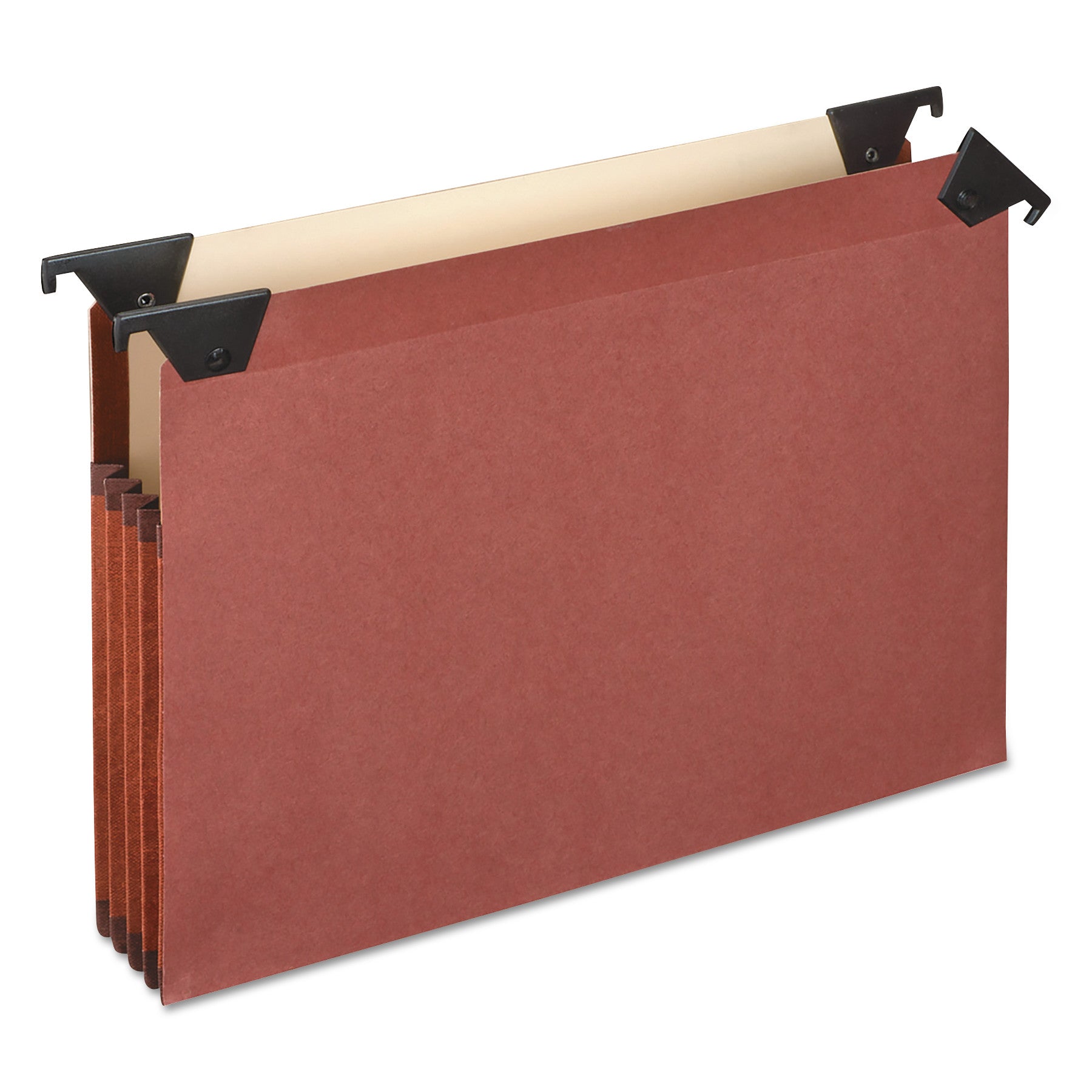Premium Expanding Hanging File Pockets with Swing Hooks and Dividers, 3 Dividers with 1/3-Cut Tabs, Letter Size, Brown, 5/Box -